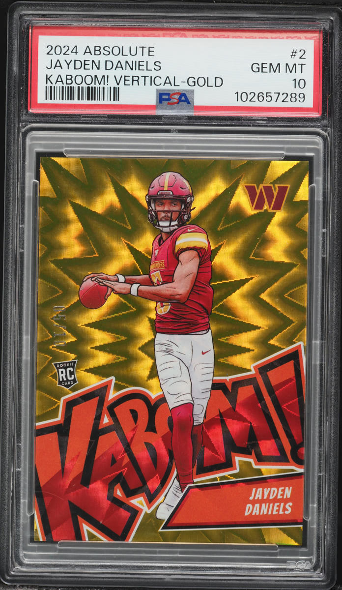 2024 Absolute Kaboom! Vertical Gold Jayden Daniels ROOKIE JERSEY # 5/10 #2 PSA 10 GEM MINT