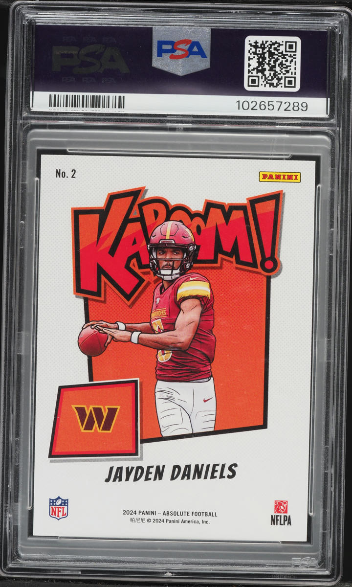 2024 Absolute Kaboom! Vertical Gold Jayden Daniels ROOKIE JERSEY # 5/10 #2 PSA 10 GEM MINT