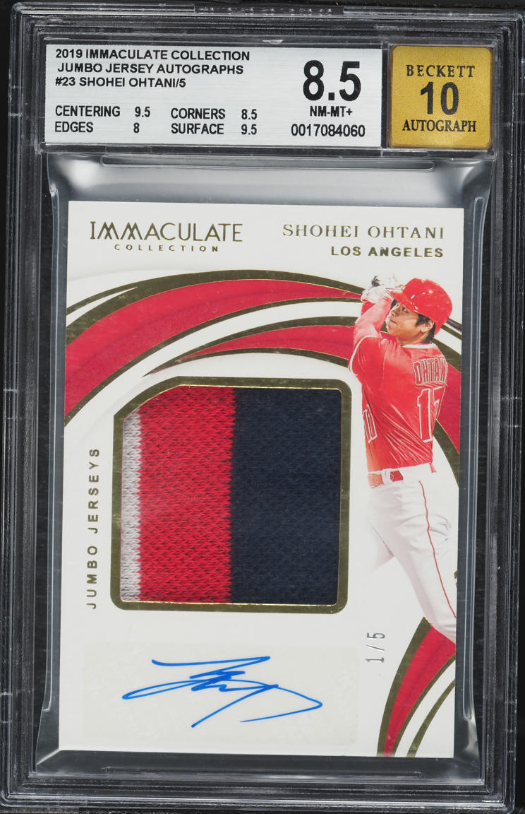 2019 Immaculate Collection Jumbo Shohei Ohtani PATCH AUTO 1/5 #23 BGS 8.5 NM-MT+