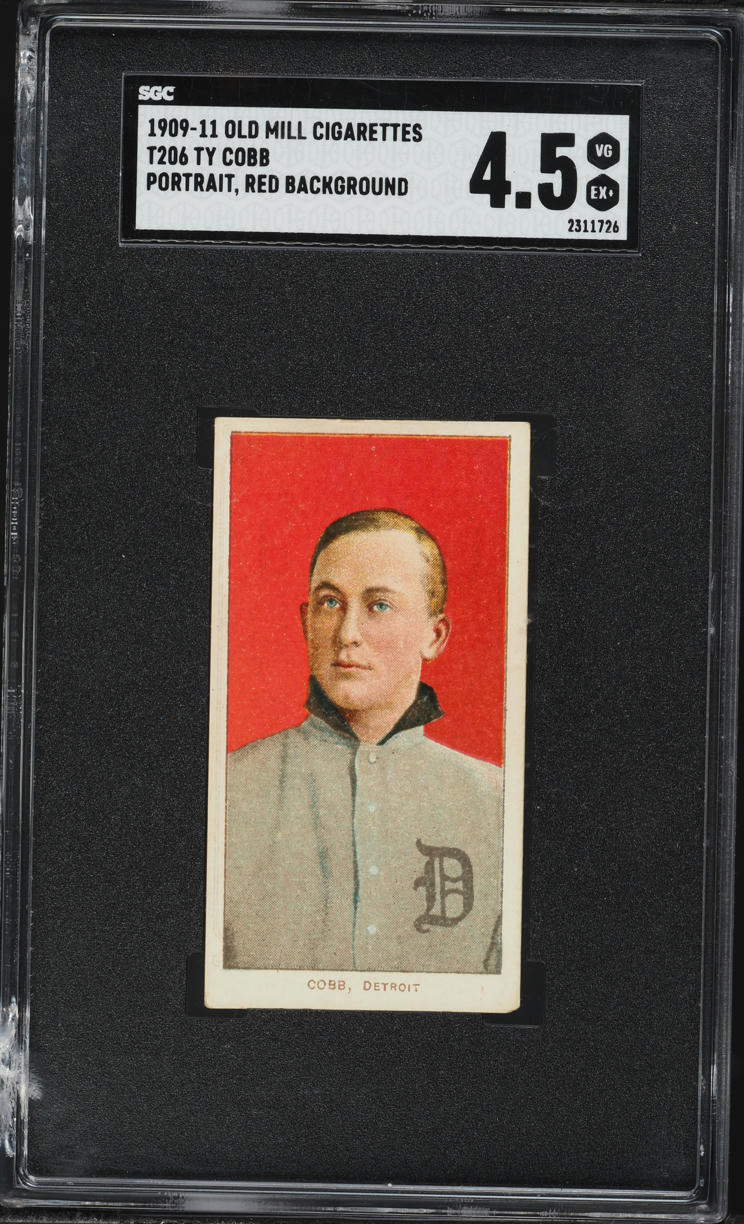 1909-11 T206 Ty Cobb RED PORTRAIT, OLD MILL SGC 4.5 VGEX+