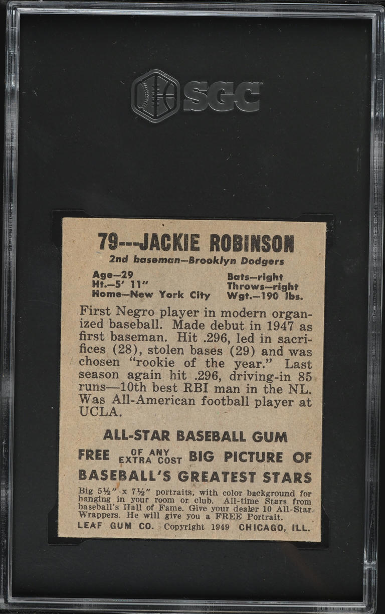 1948 Leaf Jackie Robinson ROOKIE #79 SGC 3 VG