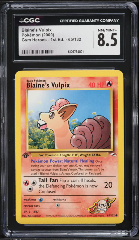 2000 Pokemon Gym Heroes 1st Edition Blaine's Vulpix #65 CGC 8.5 NM-MT+