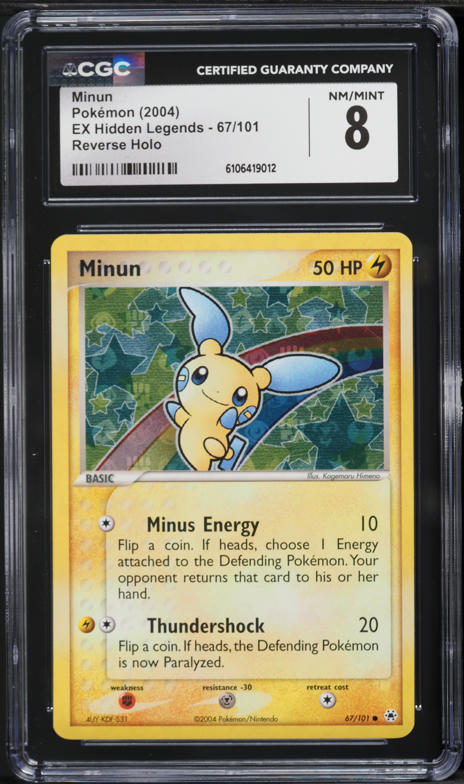 2004 Pokemon EX Hidden Legends Reverse Holo Minun #67 CGC 8 NM-MT
