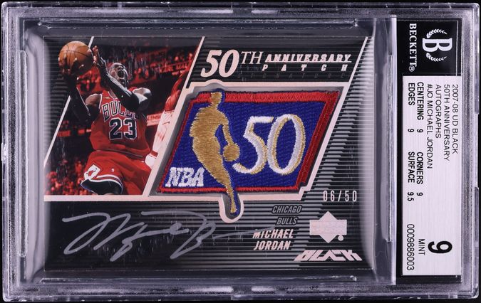 NBAカード　UD BLACK Quad auto patch 5枚限定 LEBRON JAMES MICHAEL JORDAN 2007 UD Black Dual AUTO Platinum True