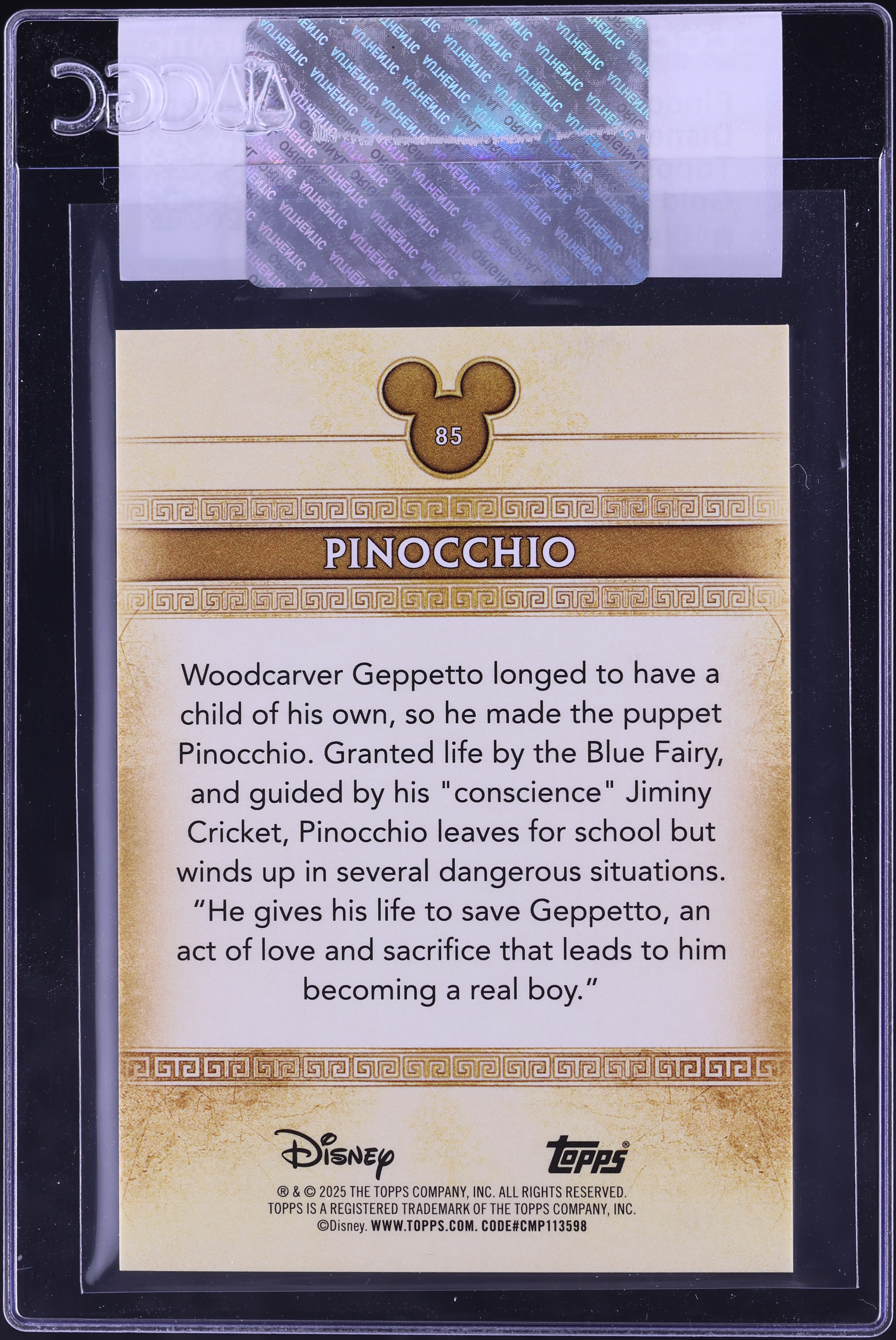 2025 Topps Disney Mint Gold Pinocchio #85 CGC AUTH on Fanatics Collect
