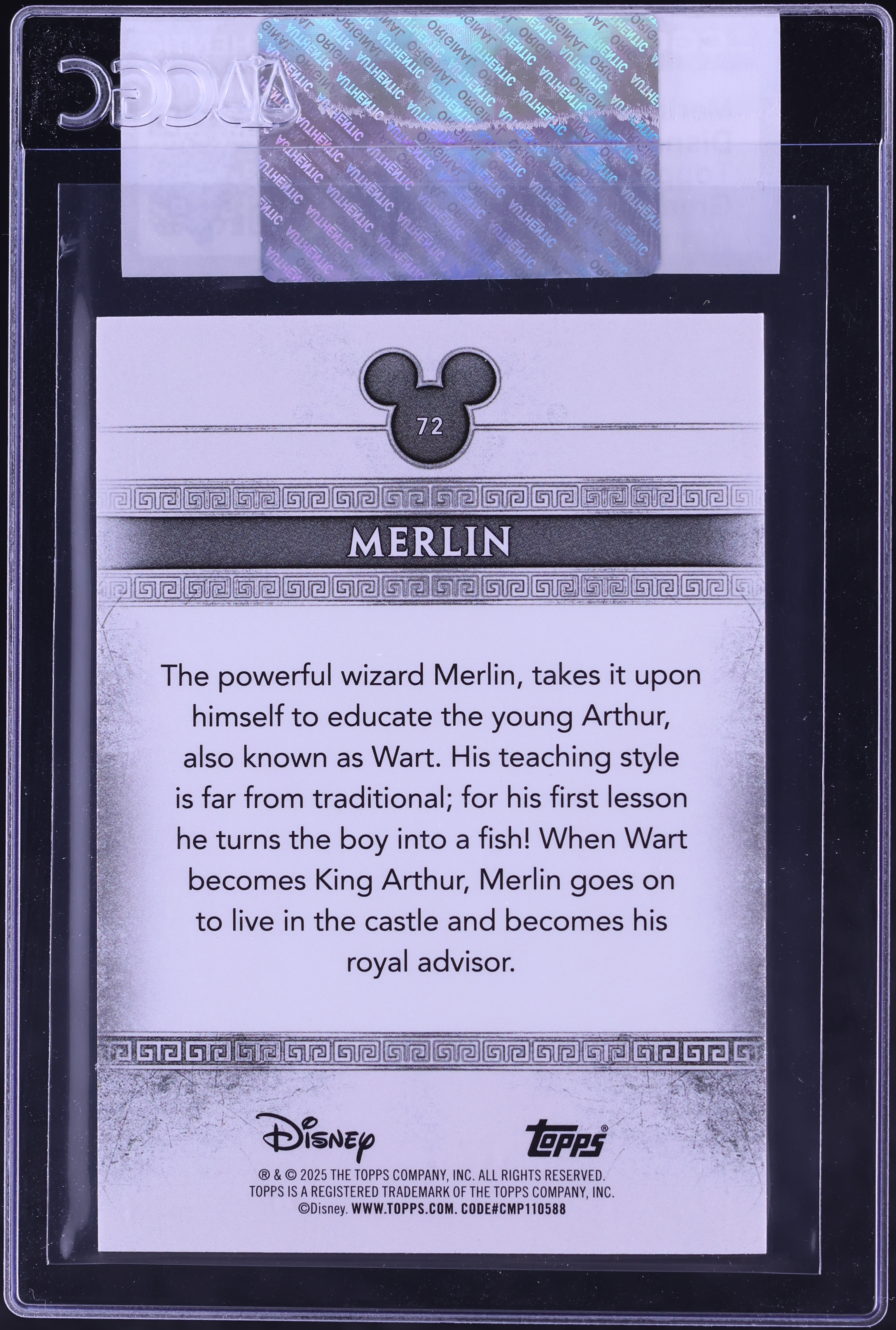 2025 Topps Disney Mint Green Mint Foil Merlin /75 #72 CGC AUTH on