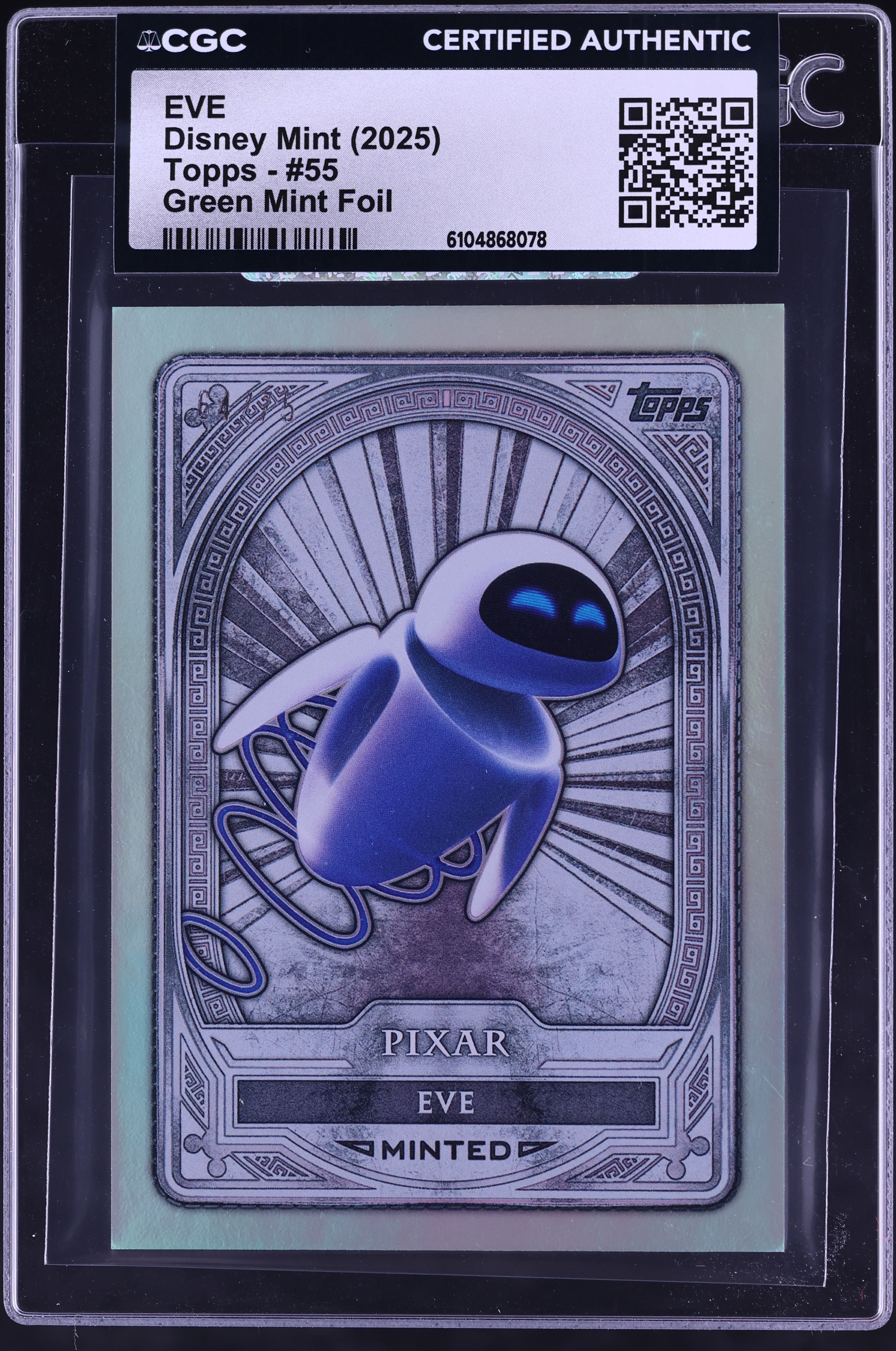 2025 Topps Disney Mint Green Mint Foil EVE /75 #55 CGC AUTH on