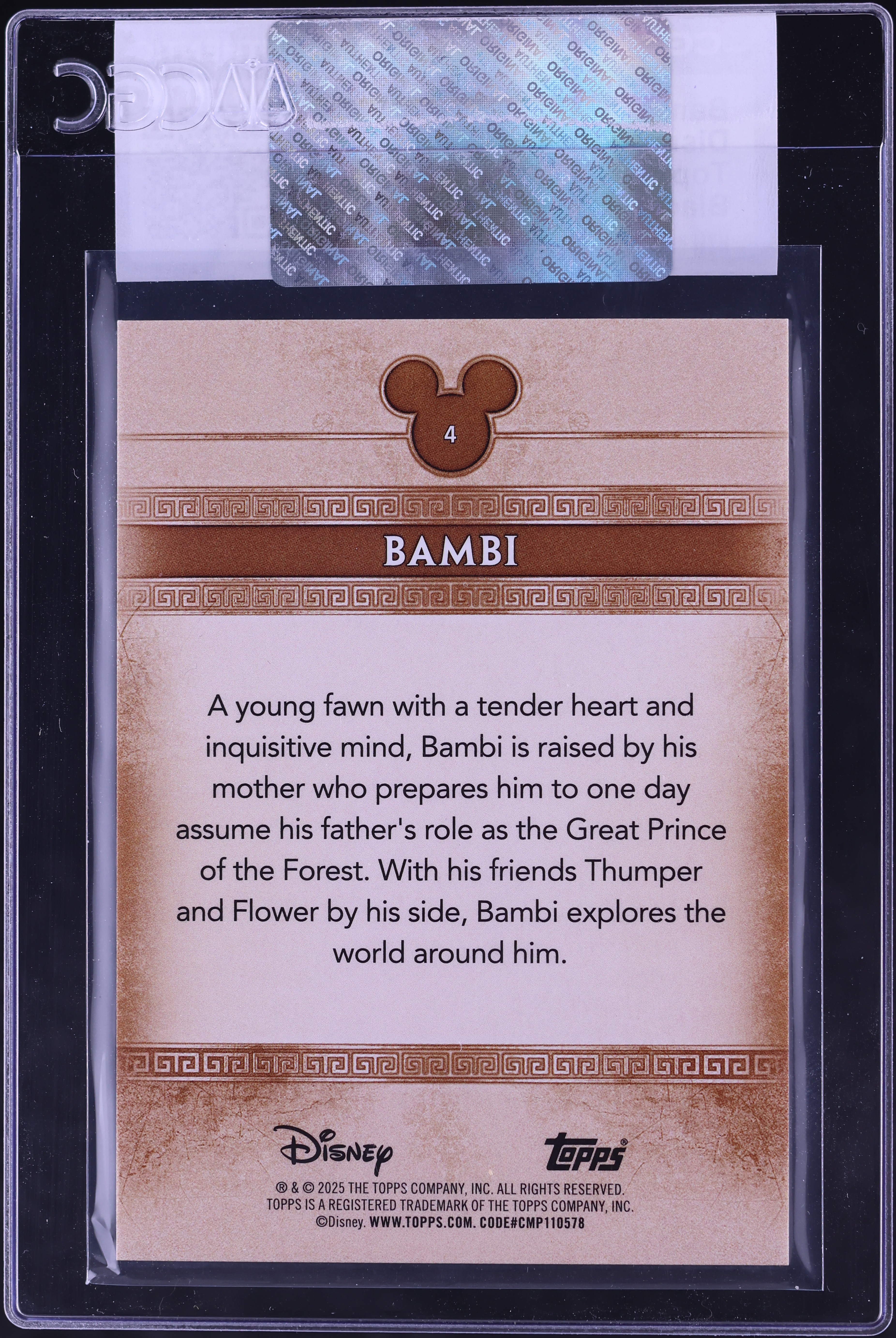 2025 Topps Disney Mint Black Foil Bambi /10 #4 CGC AUTH on