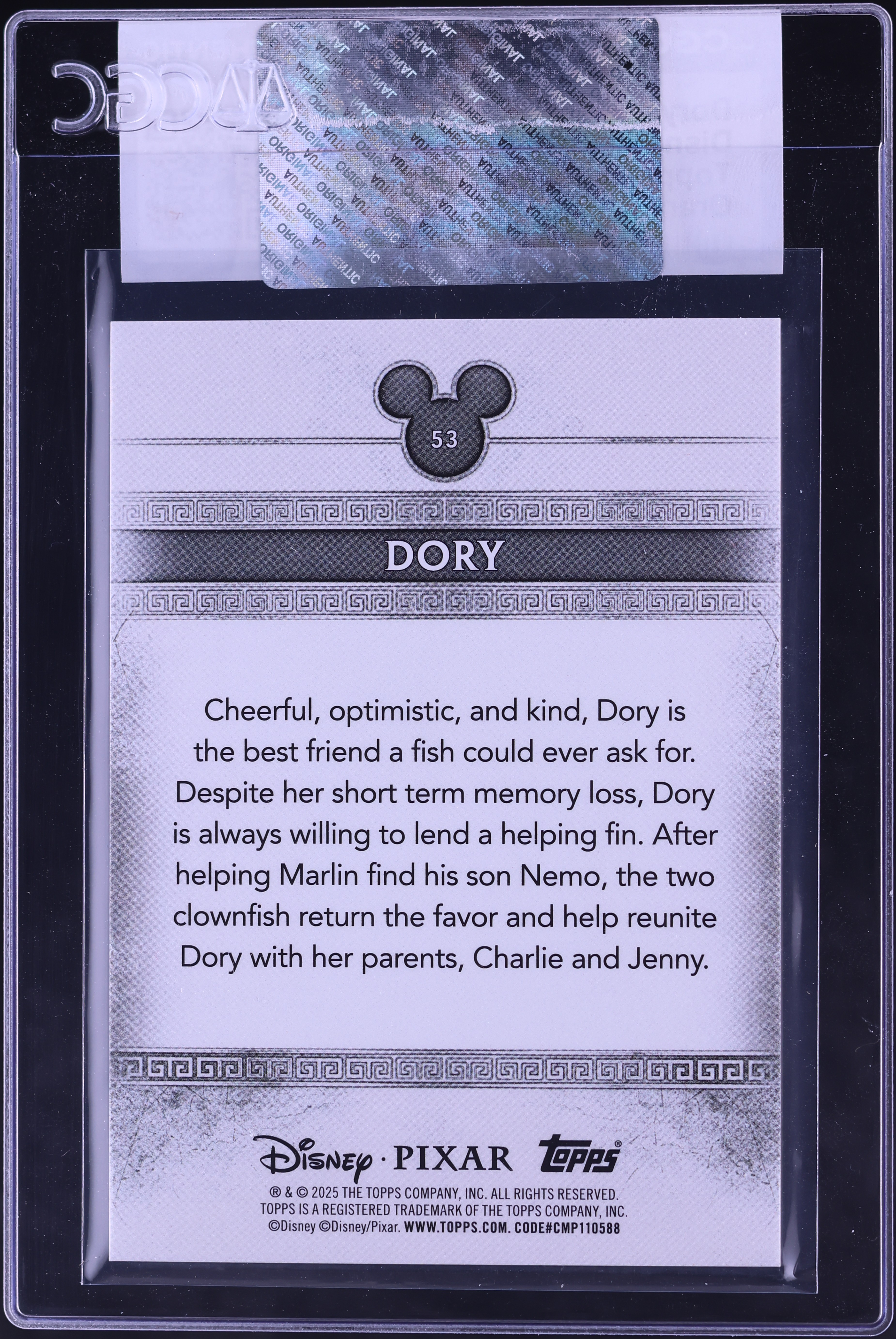 2025 Topps Disney Mint Orange Foil Dory /25 #53 CGC AUTH on