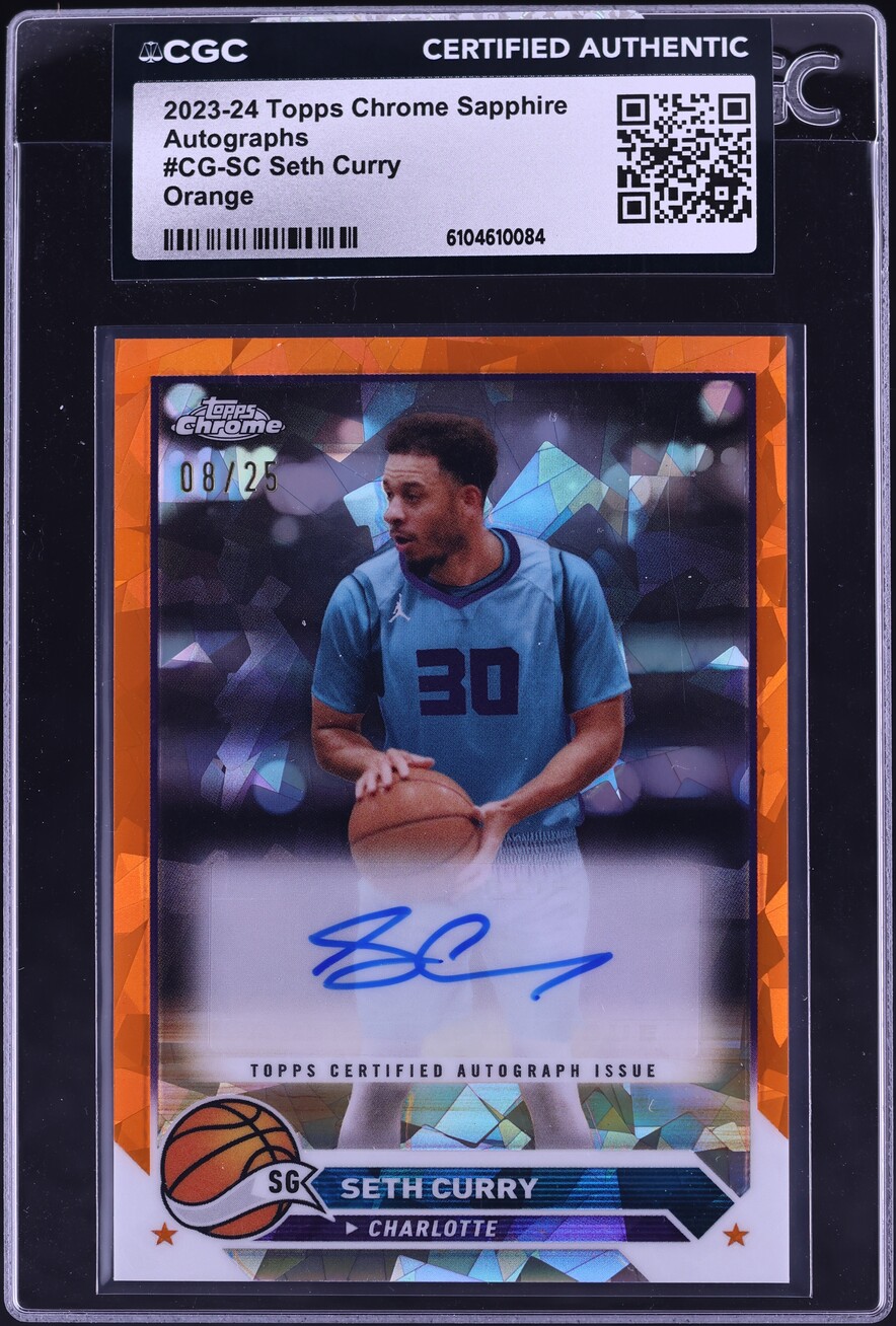 2023 Topps Chrome Sapphire Orange Seth Curry AUTO /25 #CG-SC CGC AUTH