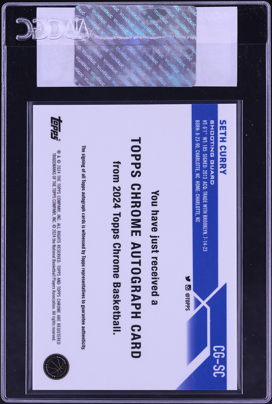 2023 Topps Chrome Sapphire Orange Seth Curry AUTO /25 #CG-SC CGC AUTH