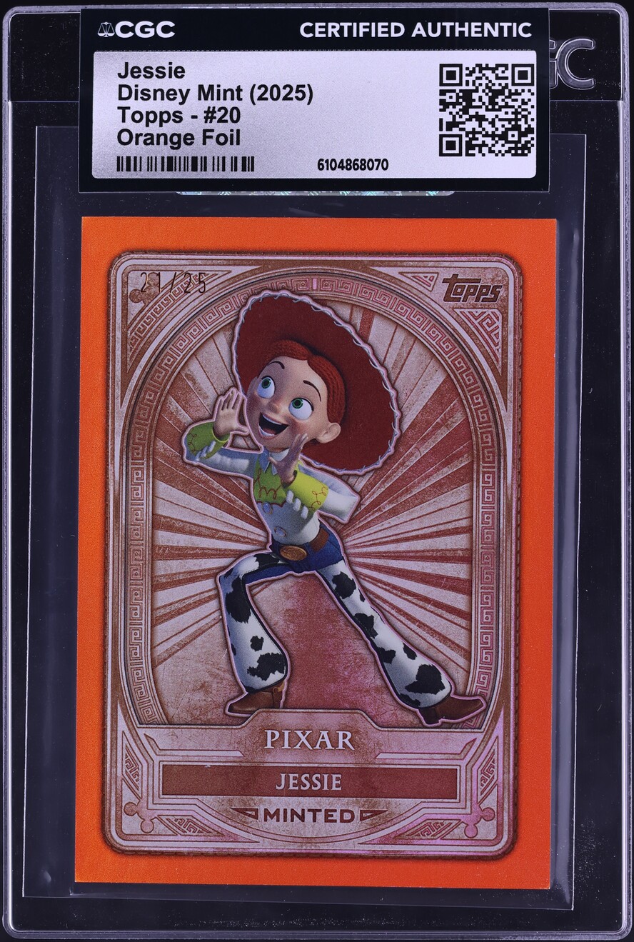 2025 Topps Disney Mint Orange Foil Jessie /25 #20 CGC AUTH on 