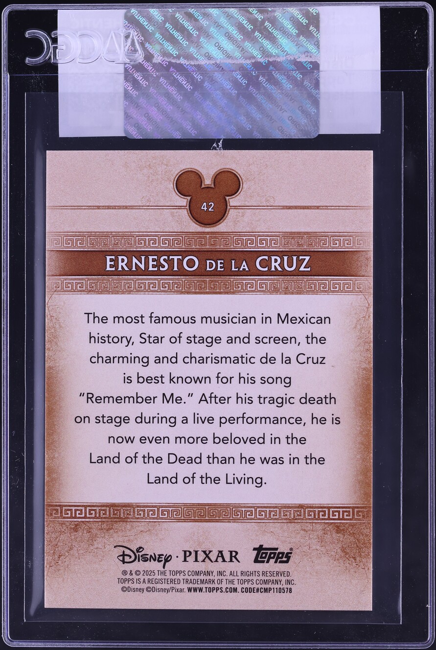 2025 Topps Disney Mint Black Foil Ernesto De La Cruz /10 #42 CGC