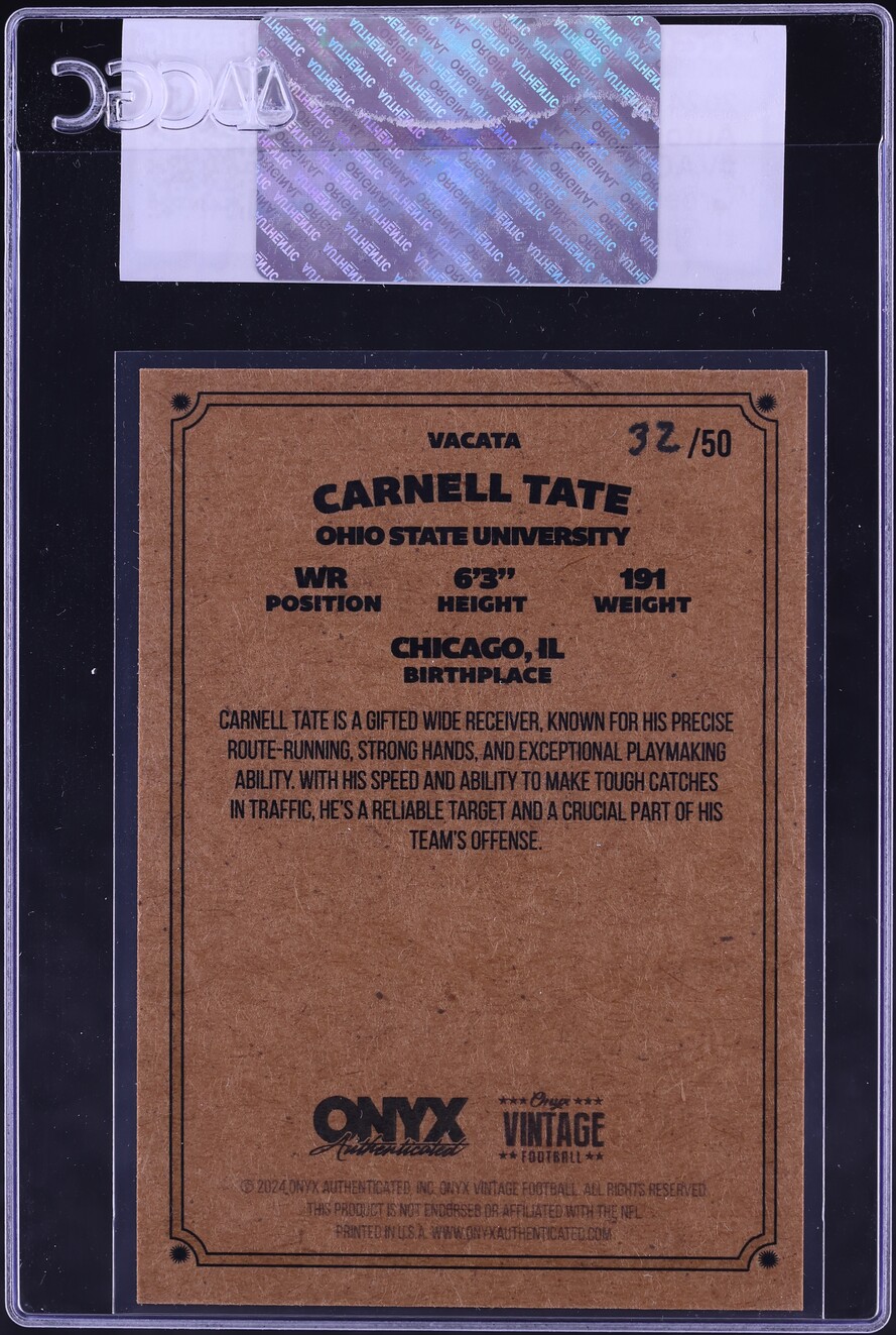 2024 Onyx Vintage Green Border Carnell Tate AUTO /50 #VACATA CGC