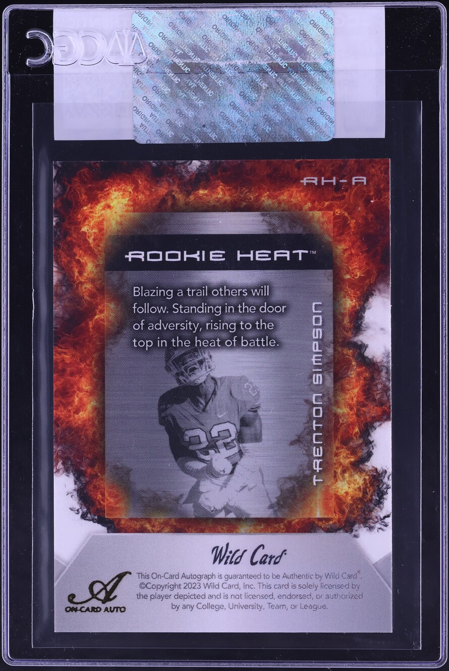 2023 Wild Card Matte Premium Heat White Orange Trenton Simpson ROOKIE AUTO /25 #RH-A CGC AUTH