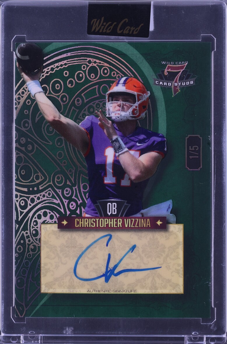 2023 Wild Card 7 Studs Left Heart Rainbow Foil Green Christopher Vizzina RC AUTO 1/5 CGC AUTH