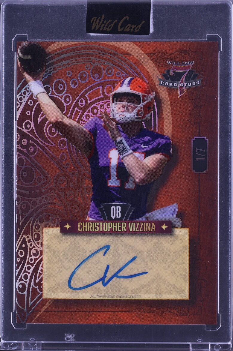 2023 Wild Card 7 Studs Left Heart Rainbow Foil Orange Christopher Vizzina RC AUTO 1/7 CGC AUTH