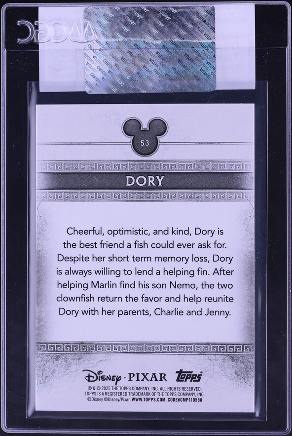 2025 Topps Disney Mint Orange Foil Dory /25 #53 CGC AUTH on