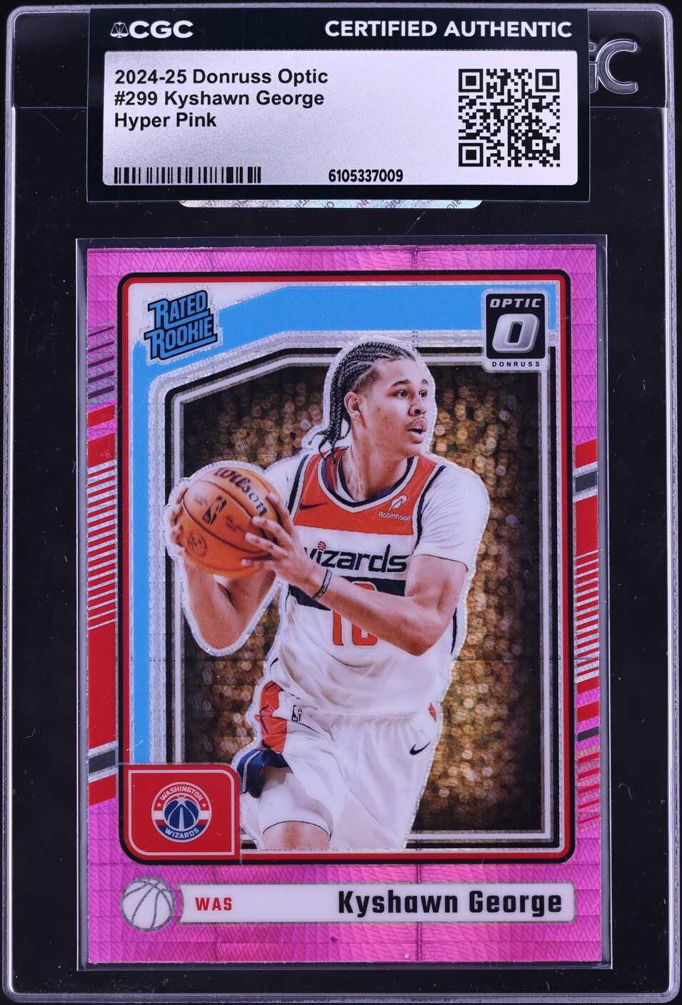 2024 Donruss Optic Hyper Pink Kyshawn George ROOKIE #299 CGC AUTH