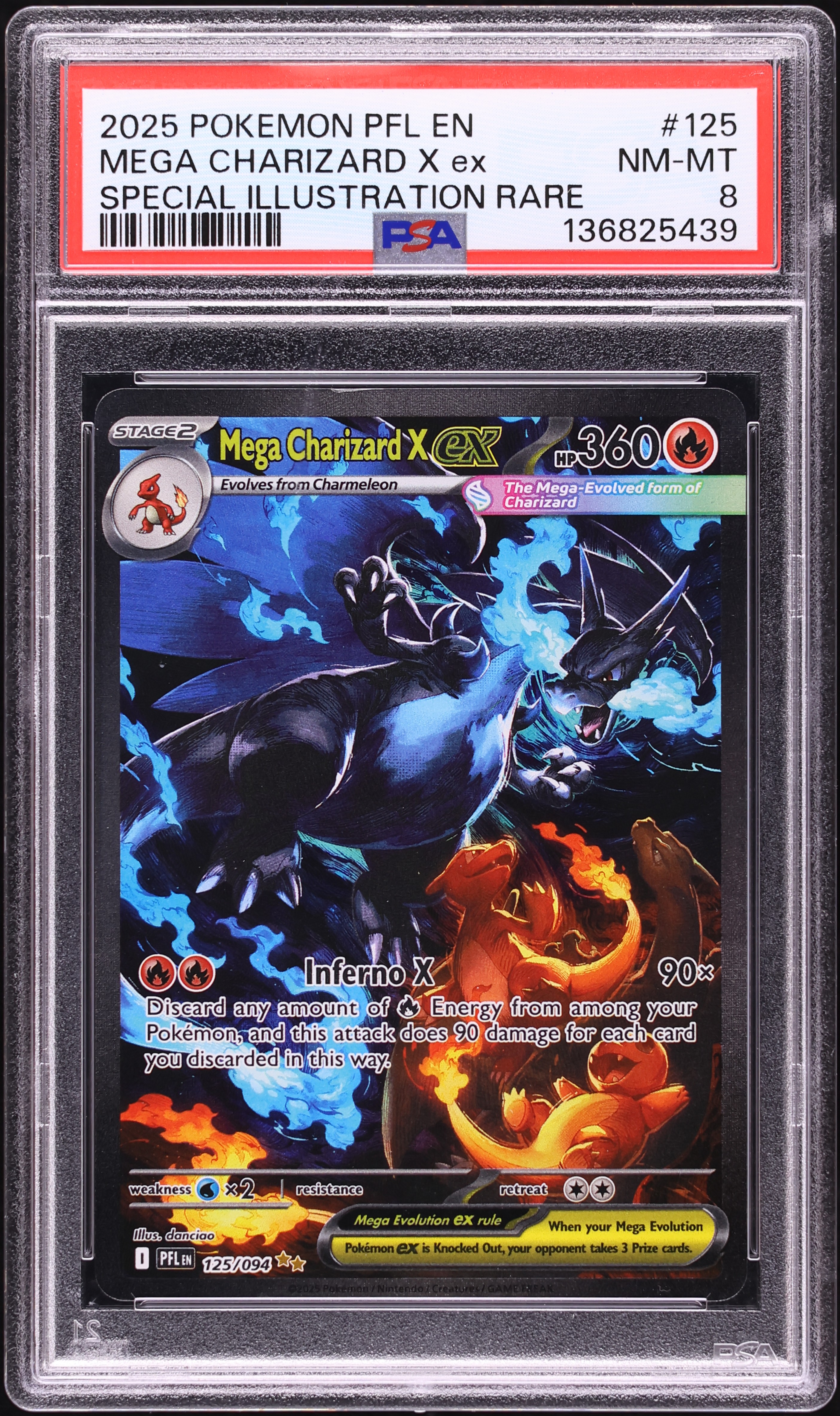 2025 Pokemon Phantasmal Flames SIR Mega Charizard X Ex #125 PSA 8 