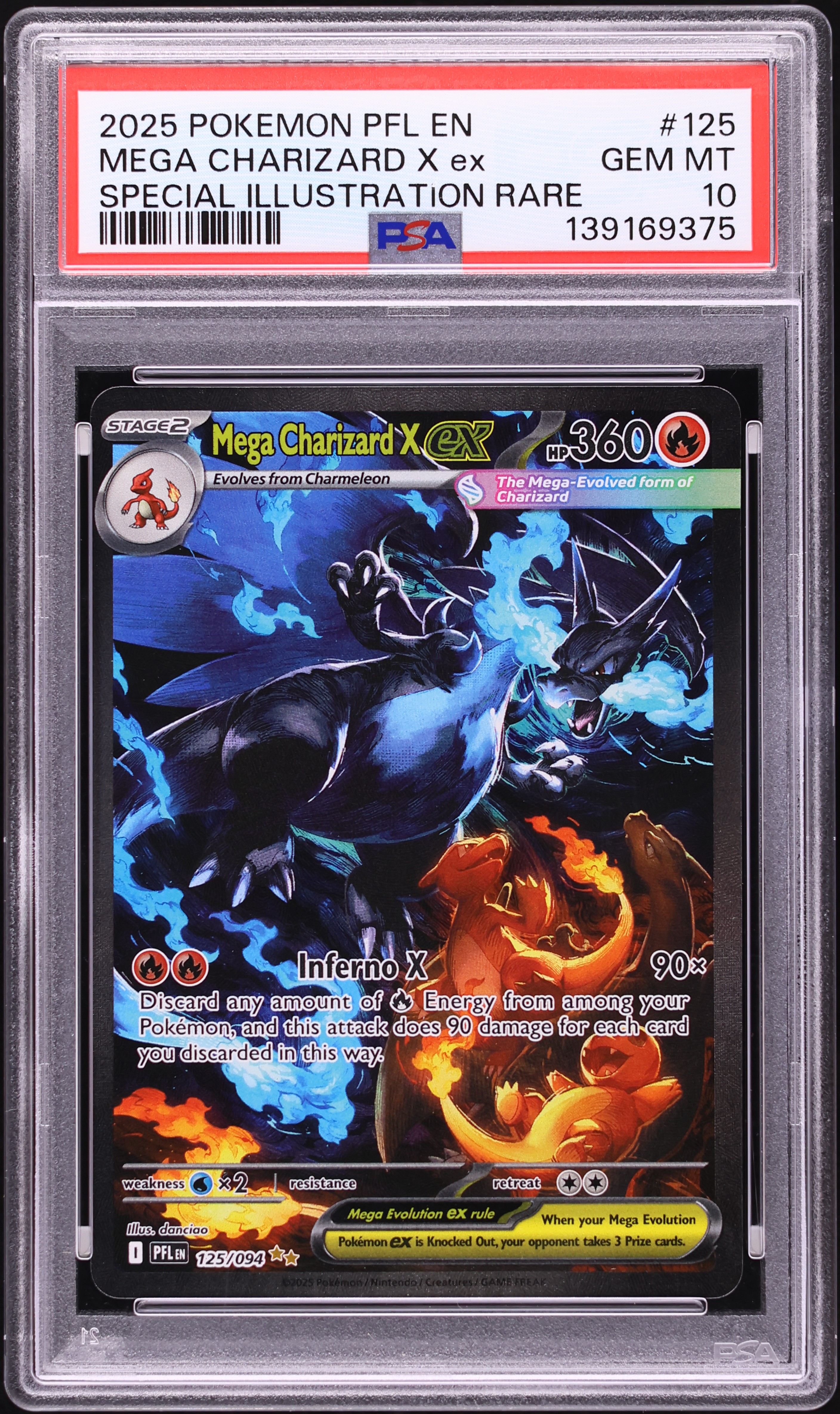 2025 Pokemon Phantasmal Flames SIR Mega Charizard X Ex #125 PSA 10