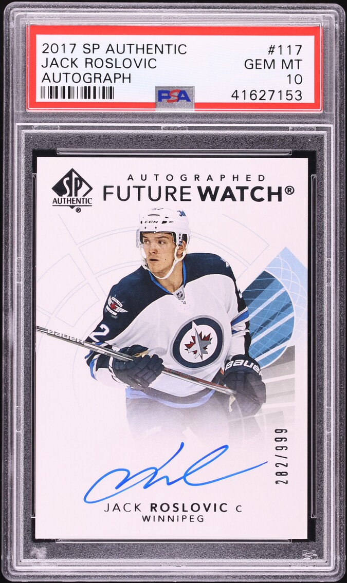 2017 SP Authentic Jack Roslovic ROOKIE AUTO /999 #117 PSA 10 GEM