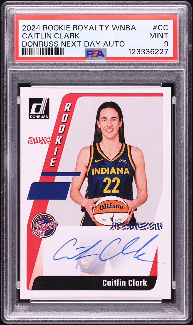 2024 Panini Royalty WNBA Donruss Next Day Caitlin Clark ROOKIE AUTO #CC PSA 9 MINT