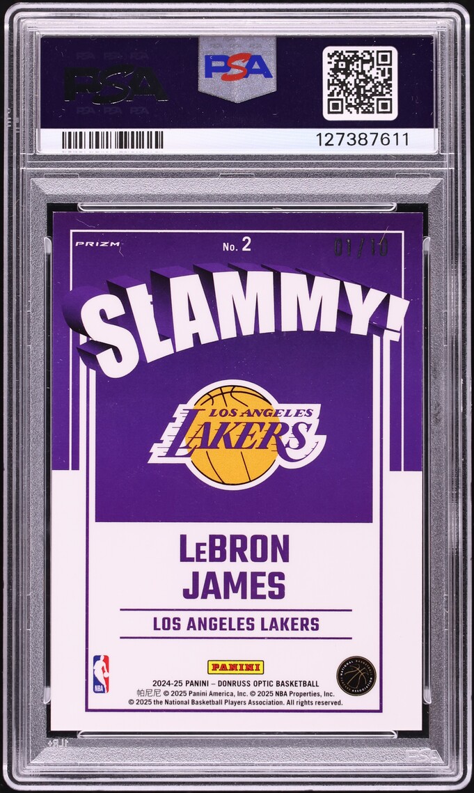 2024 Donruss Optic Slammy! Gold Lebron James 1/10 #2 PSA 9 MINT