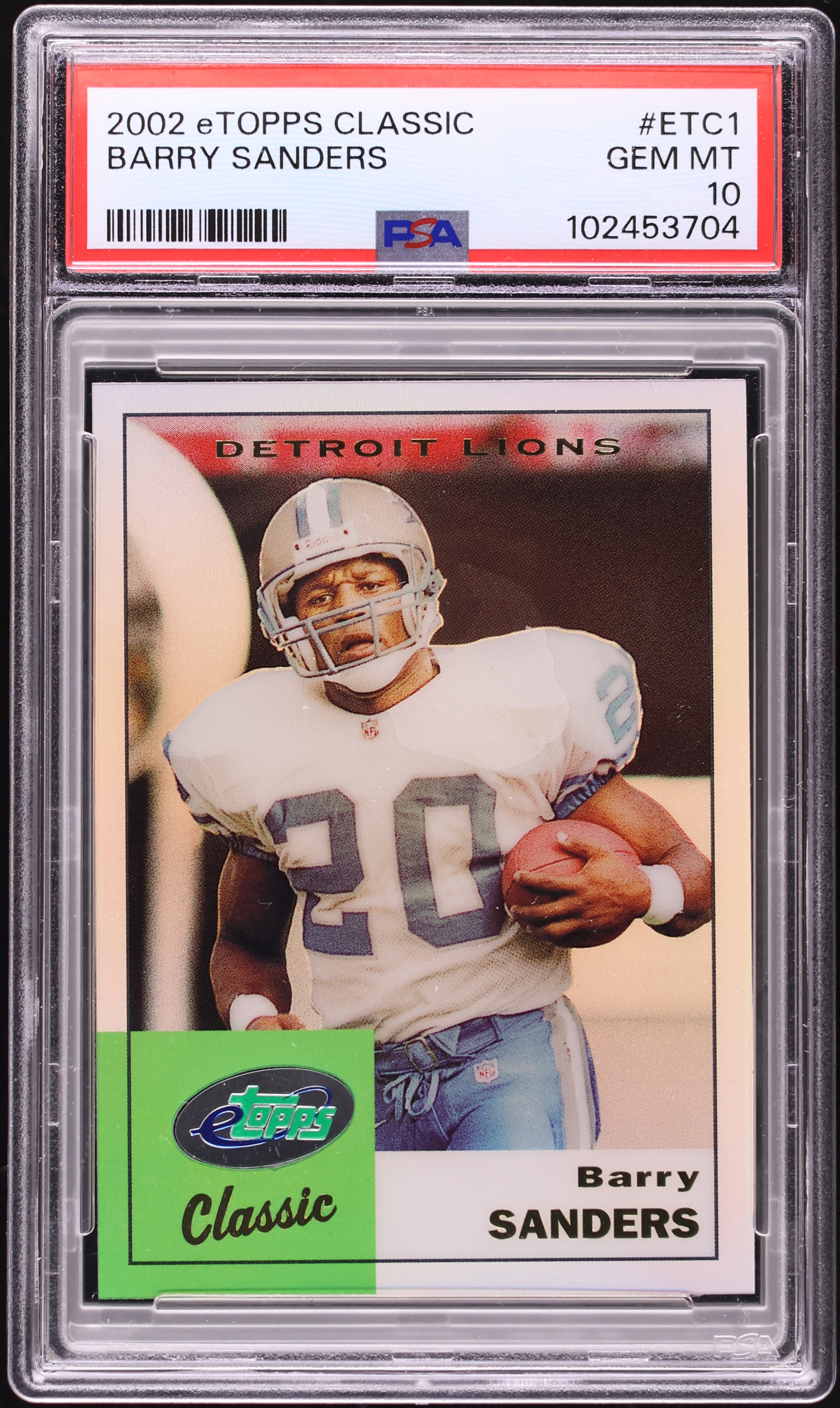 2002 eTopps Classic Barry Sanders #ETC1 PSA 10 GEM MINT on