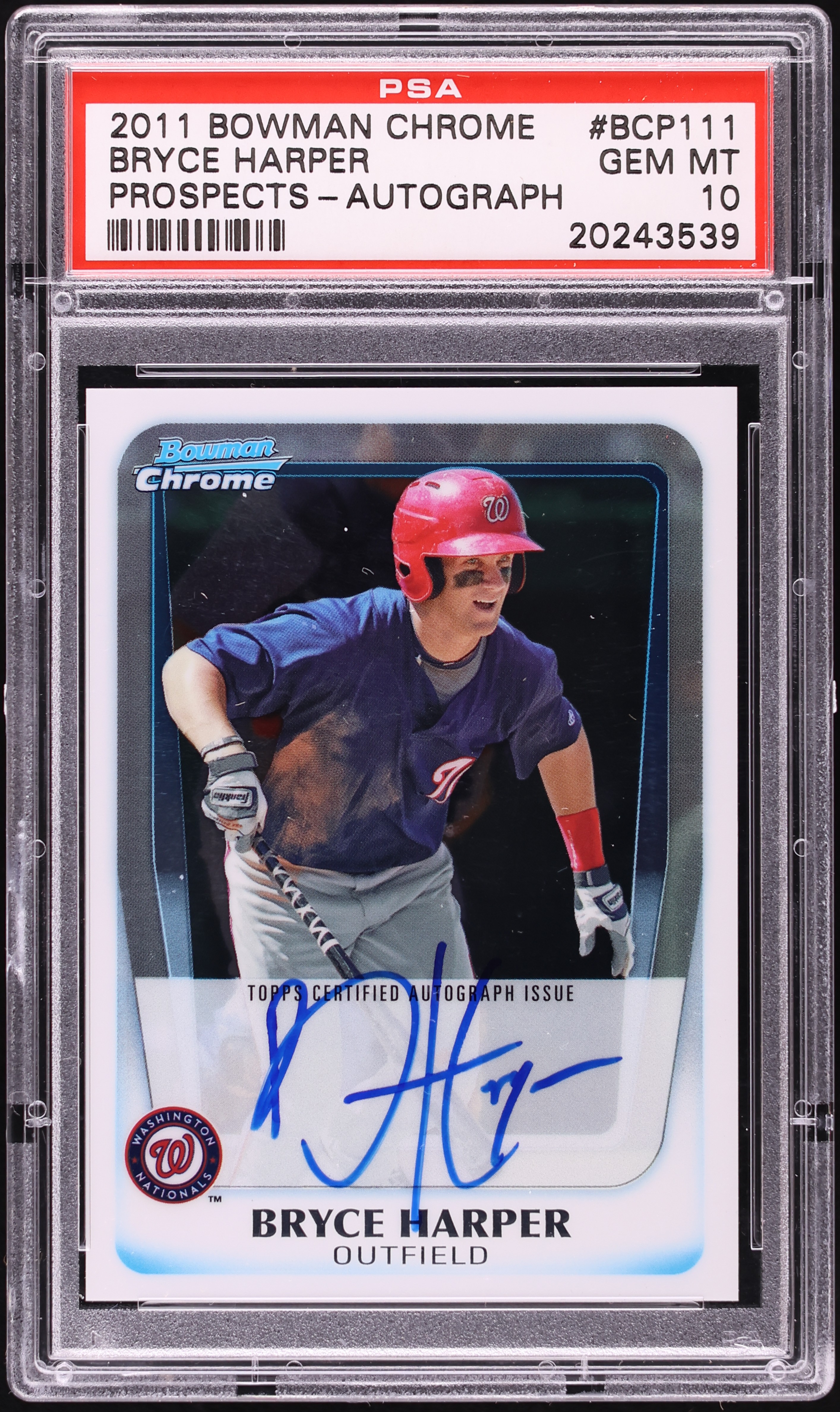 2011 Bowman Chrome Bryce Harper PROSPECT AUTO #BCP111 PSA 10 GEM