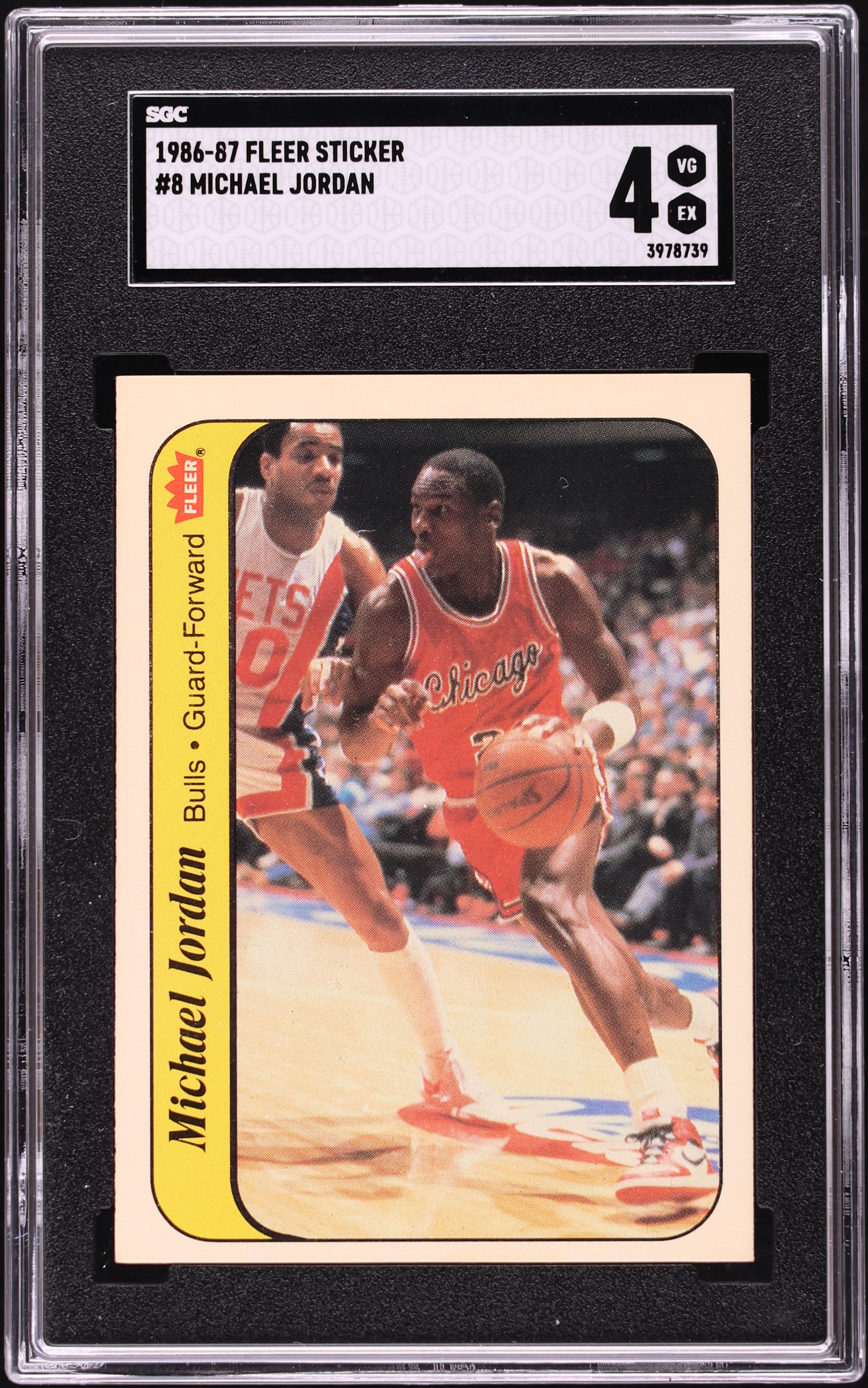 1986 Fleer Sticker Michael Jordan ROOKIE #8 SGC 4 VGEX on Fanatics