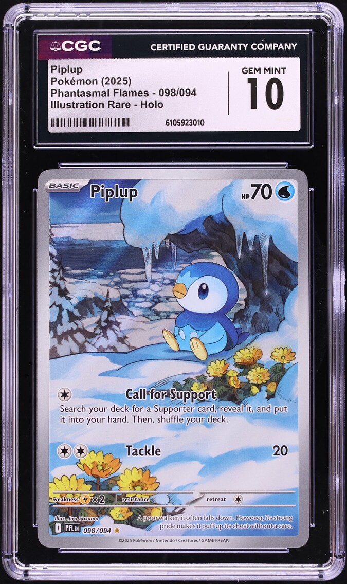 2025 Pokemon Mega Evolution Phantasmal Flames IR Piplup #98 CGC 10