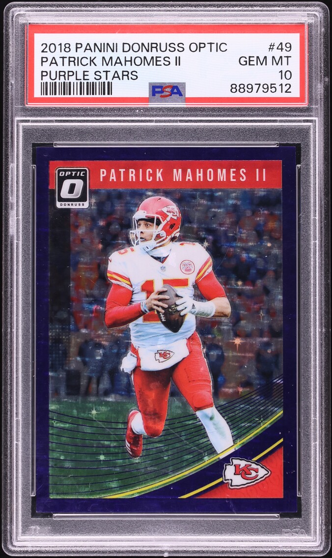 2018 Donruss Optic Purple Stars Patrick Mahomes II /25 #49 PSA 10 GEM MINT