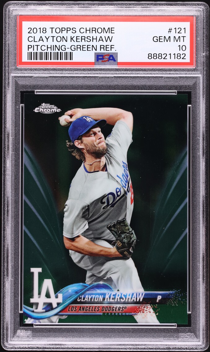 2018 Topps Chrome Pitching Green Refractor Clayton Kershaw /99 #121 PSA 10 GEM MINT
