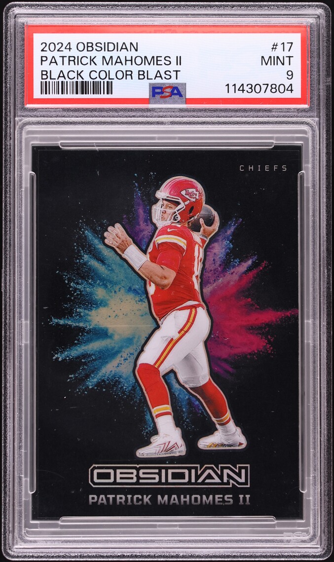 2024 Panini Obsidian Black Colorblast Patrick Mahomes II #17 PSA 9 MINT
