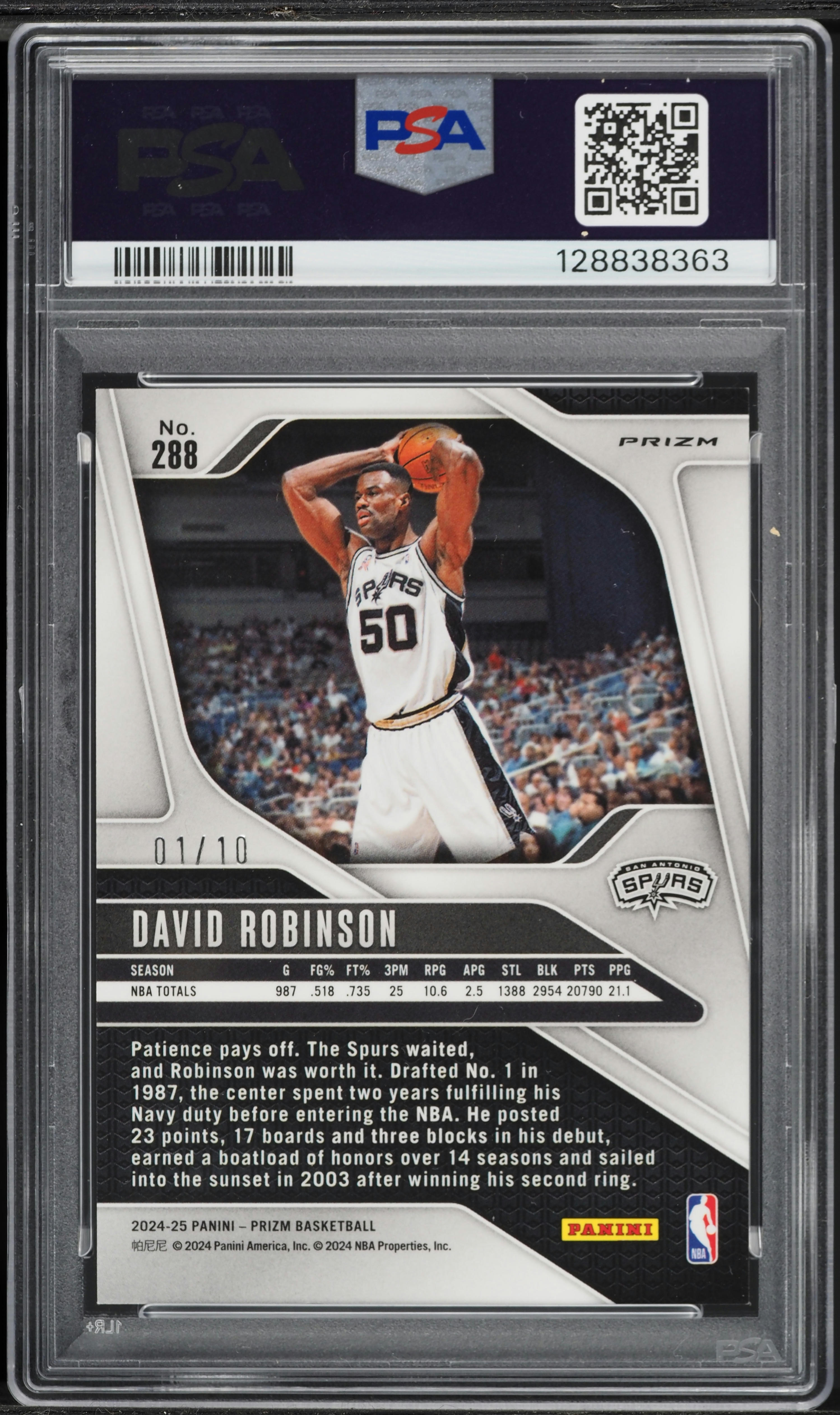 2024 Panini Prizm Gold Wave David Robinson 1/10 #288 PSA 8 NM-MT