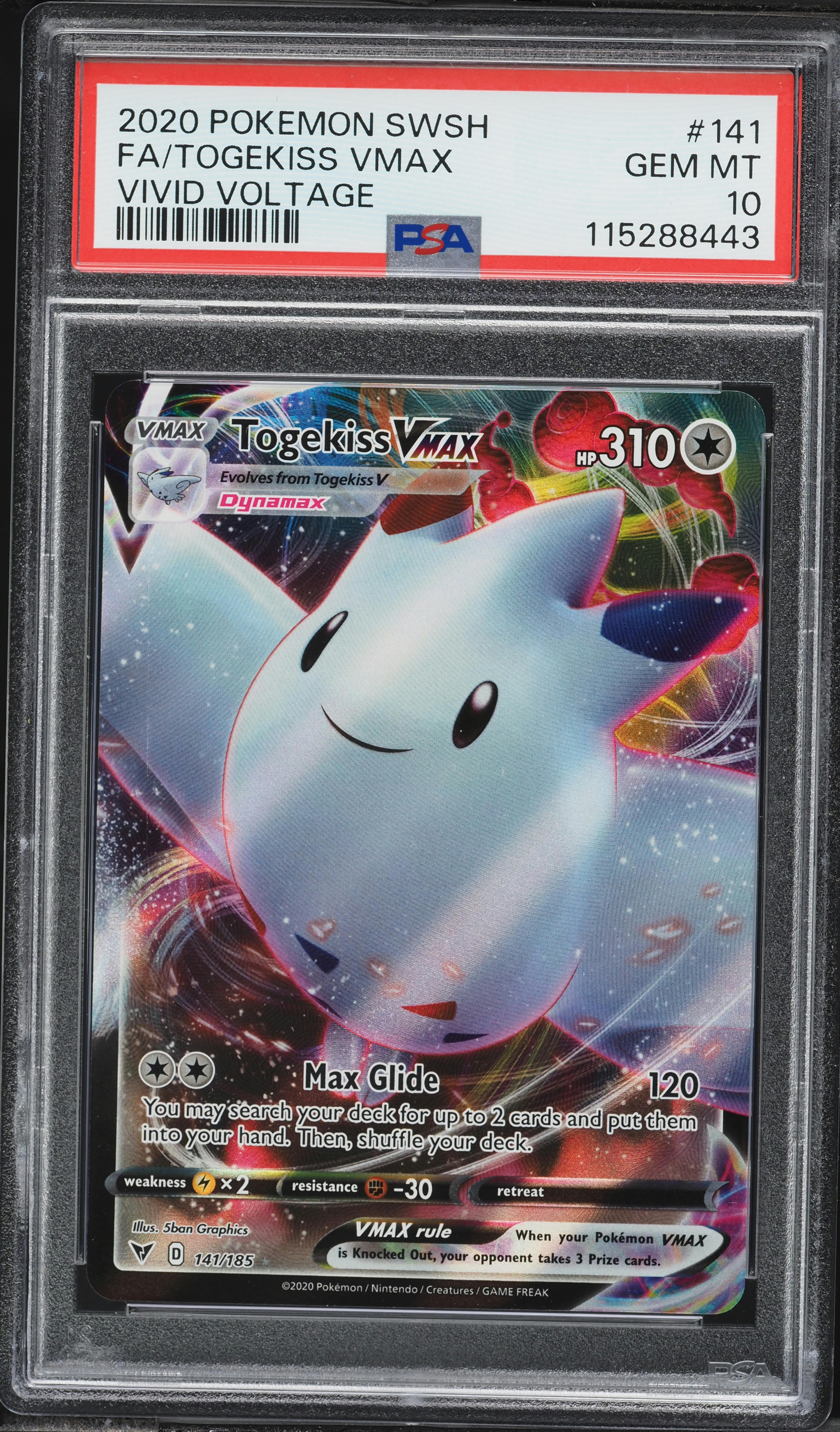 2020 Pokemon Sword & Shield Vivid Voltage Alt Art Togekiss VMAX #141 PSA 10  GEM MINT on Fanatics Collect