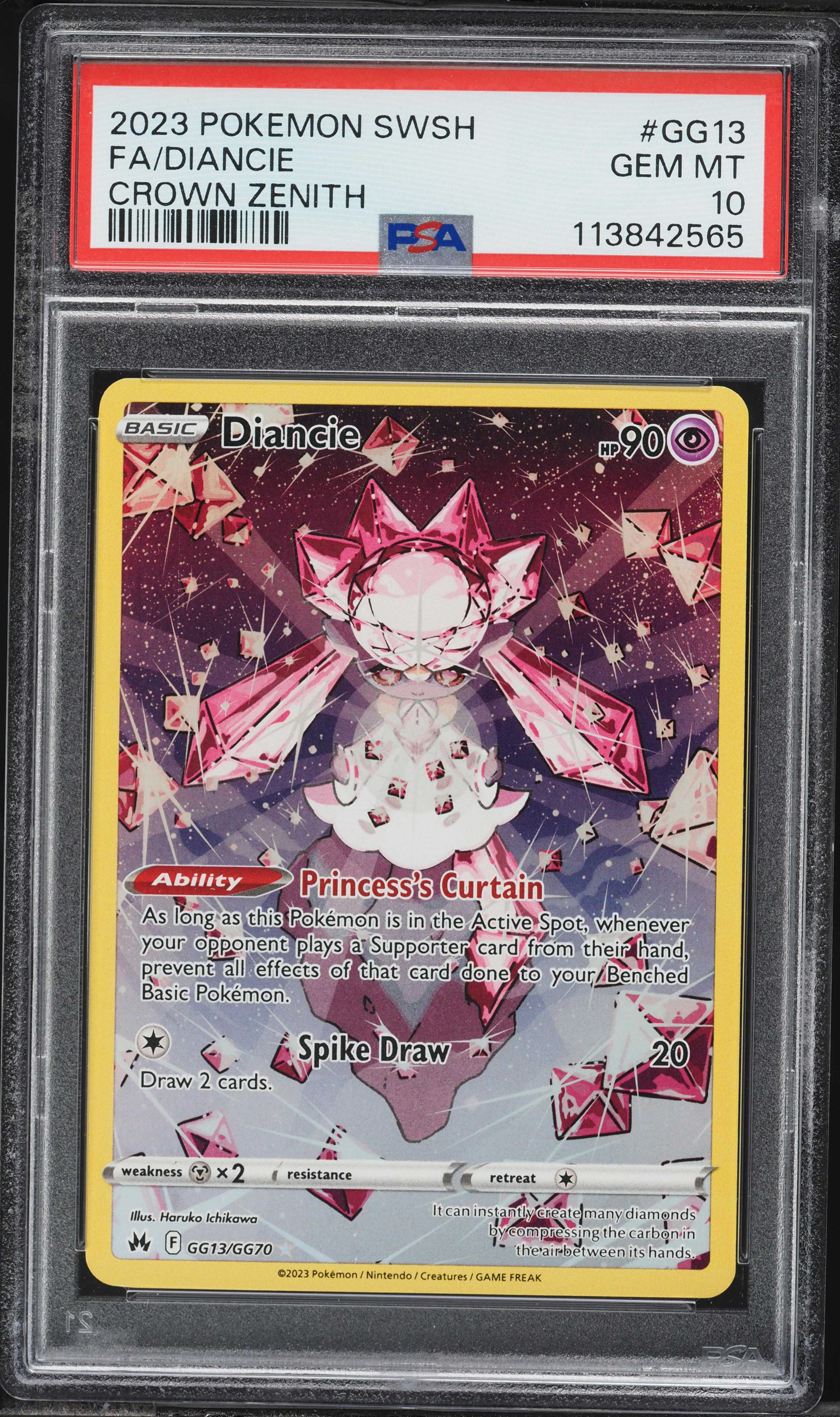 2023 Pokemon Sword & Shield Crown Zenith Alt Art Diancie #GG13 PSA