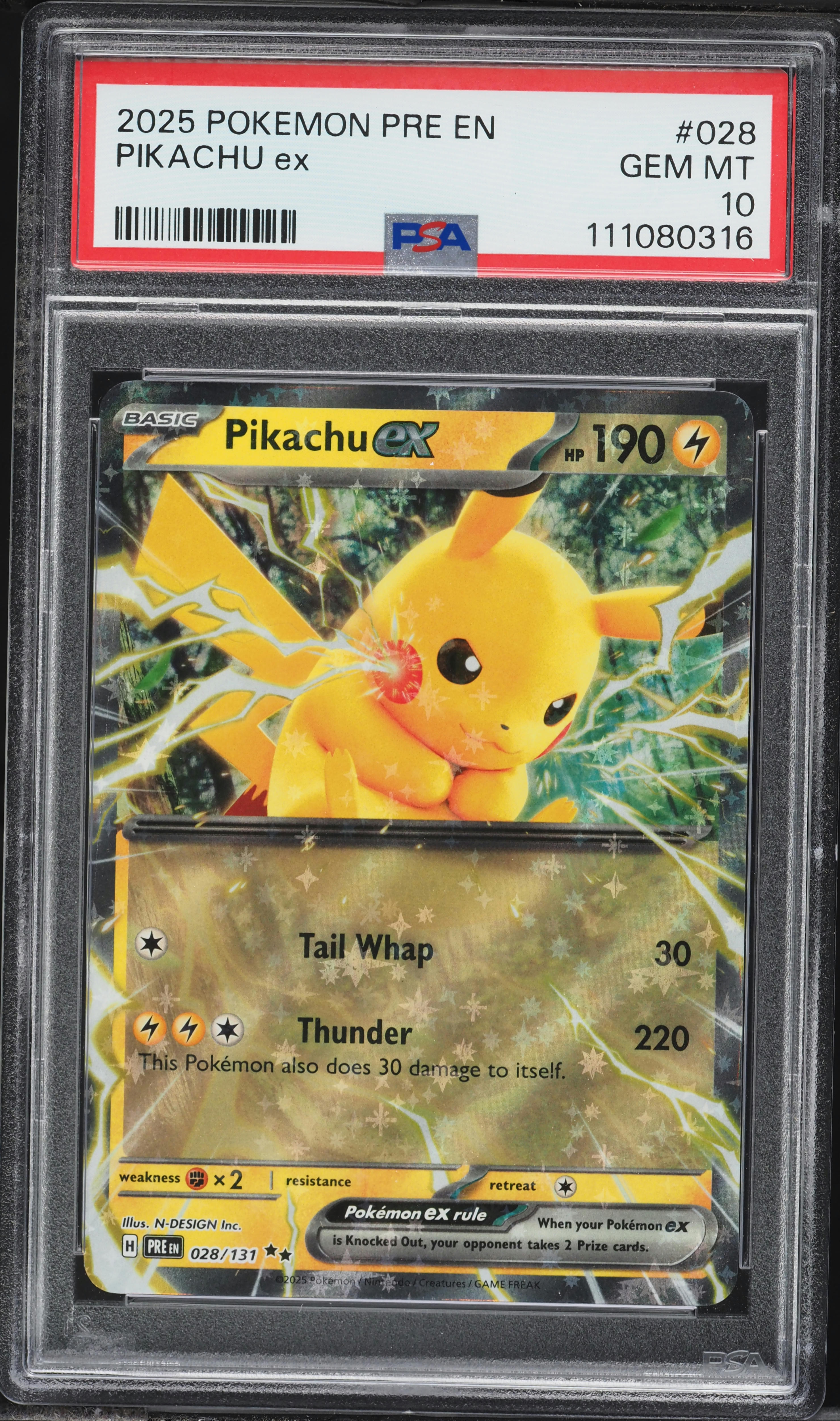 2025 Pokemon Scarlet & Violet Prismatic Evolutions Pikachu EX #28