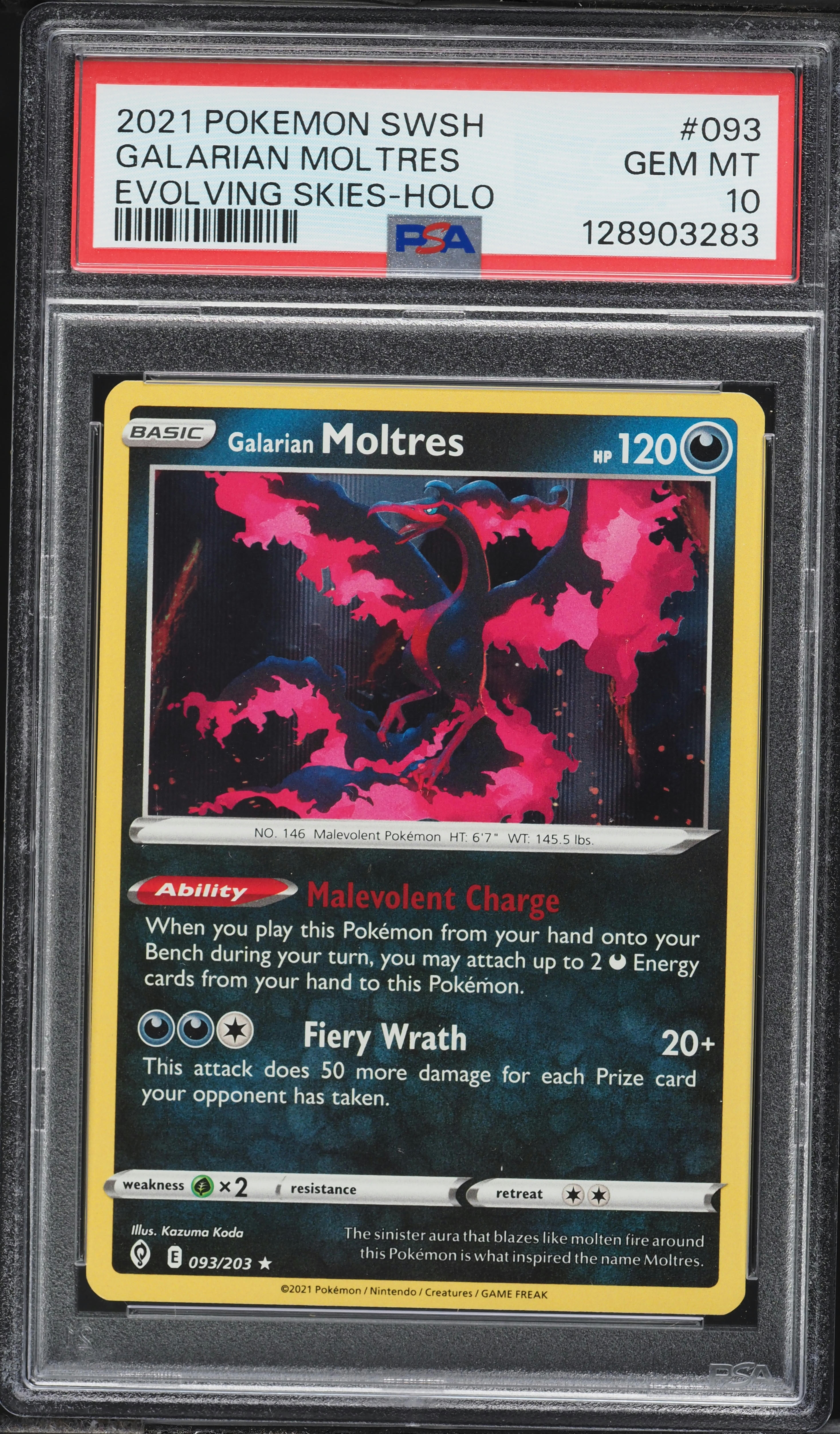 2021 Pokemon Sword & Shield Evolving Skies Holo Galarian Moltres