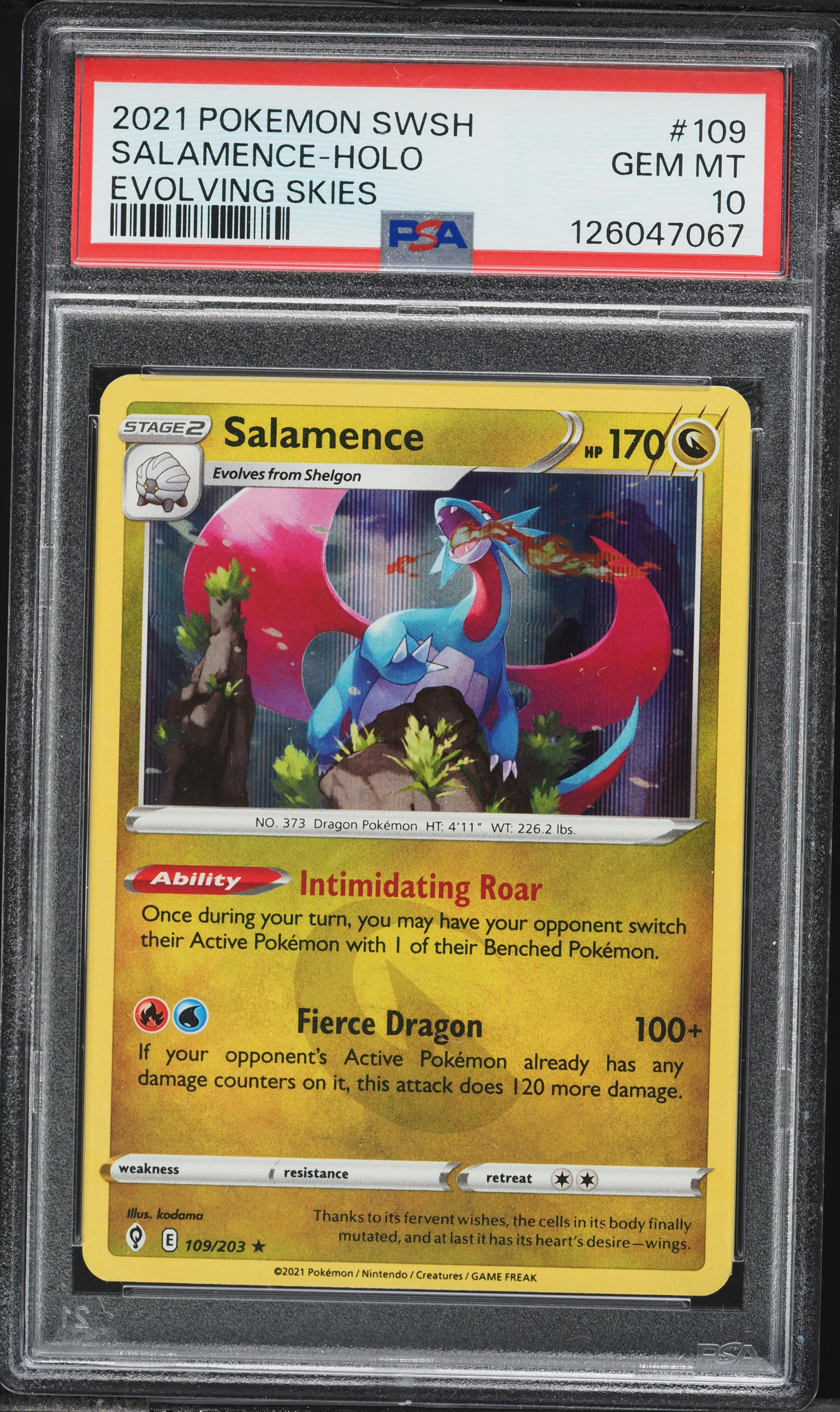 2021 Pokémon エルレイド ホロカード Gem Mint 10 2021 Pokemon Sword & Shield Evolving Skies Holo Salamence #109 PSA