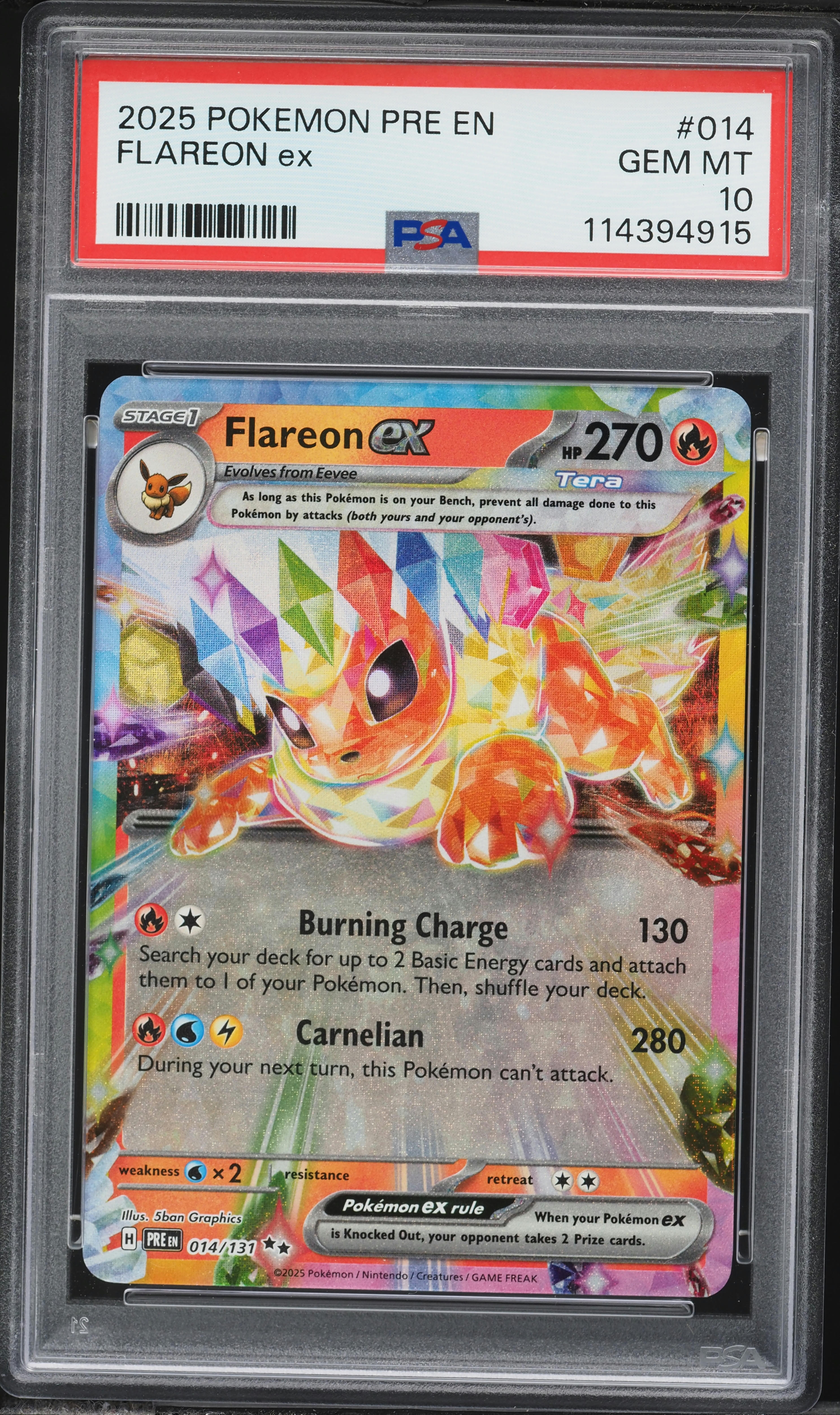 2025 Pokemon Scarlet & Violet Prismatic Evolutions Holo Flareon EX