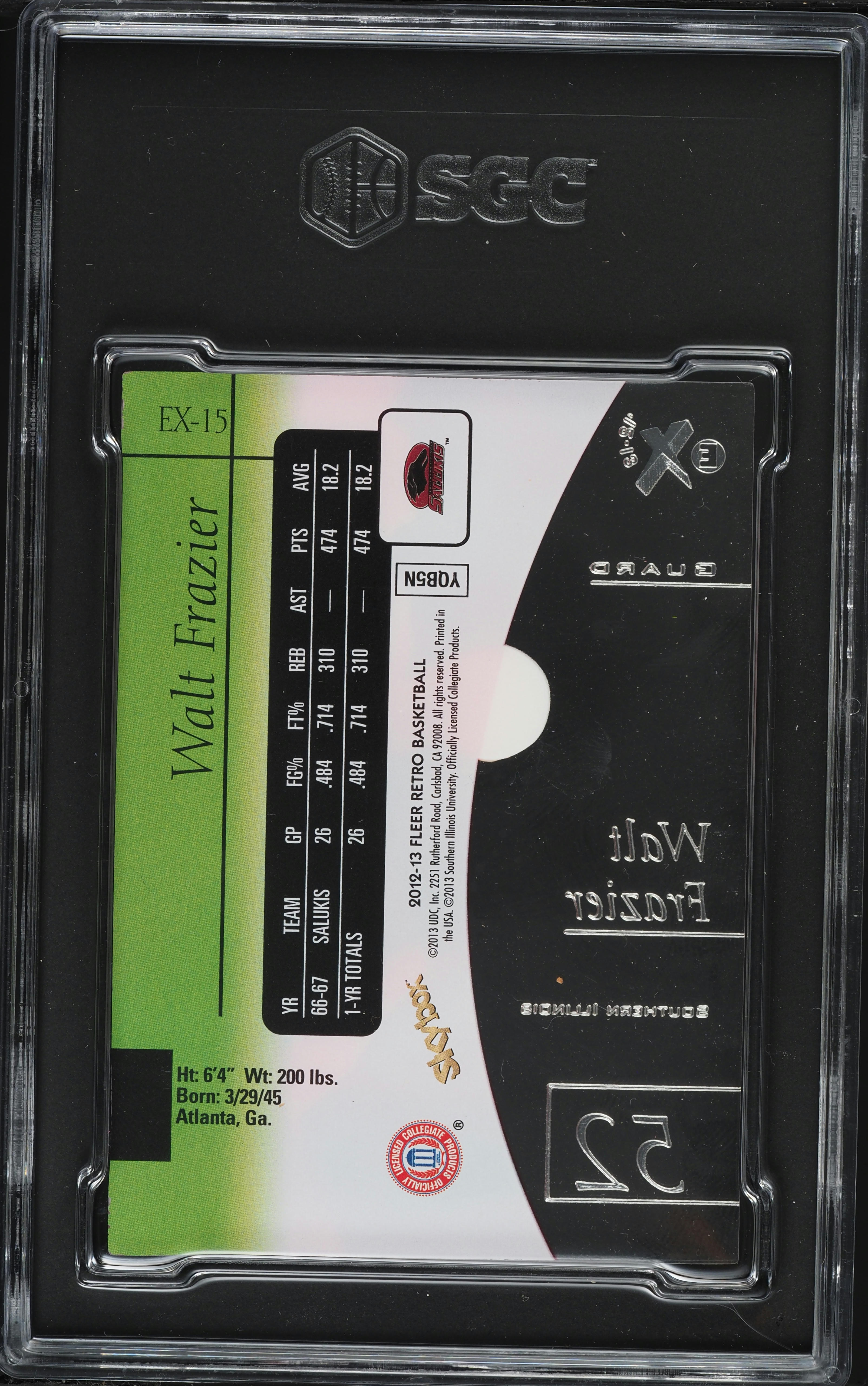 2012 Fleer Retro '97 EX 2001 Walt Frazier #EX-15 SGC 9 MINT on