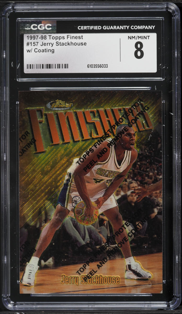 1997 Finest Basketball w/ Coating Jerry Stackhouse #157 CGC 8 NM-MT