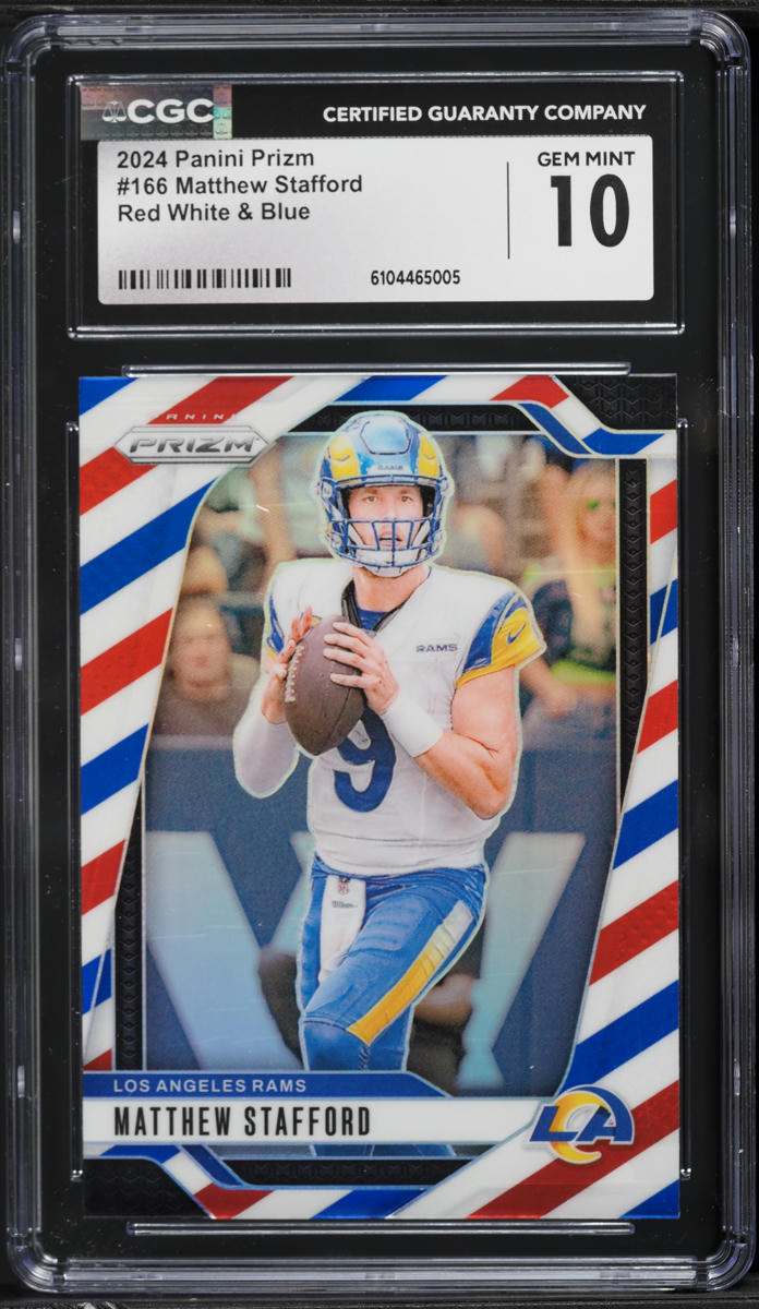 2024 Panini Prizm Red White & Blue Matthew Stafford #166 CGC 10
