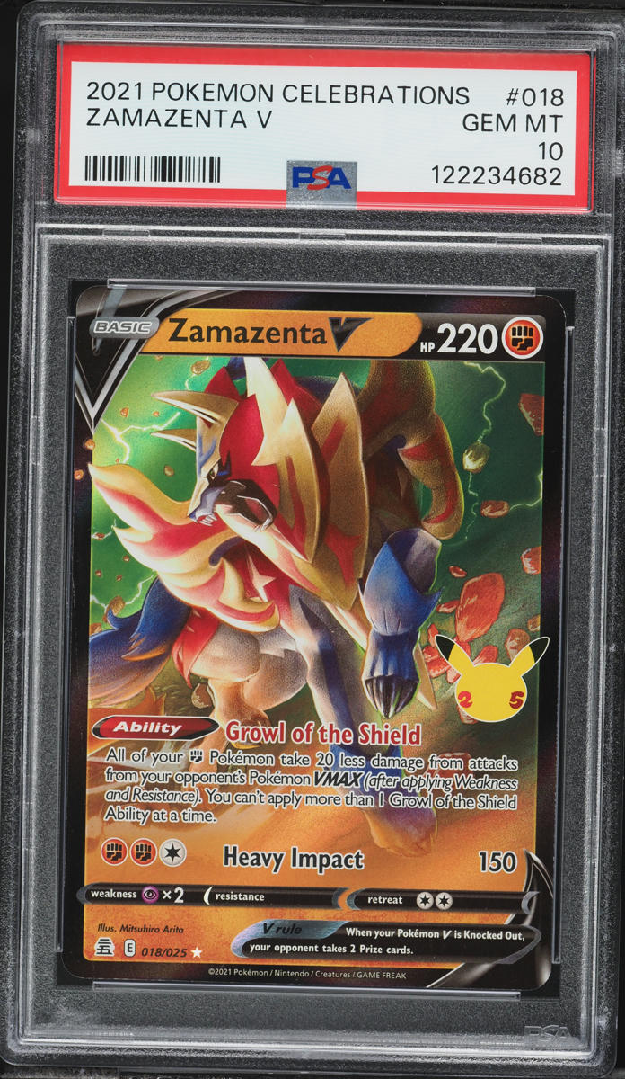 2021 Pokemon Sword & Shield Celebrations Full Art Zamazenta V #18 PSA 10 GEM MINT