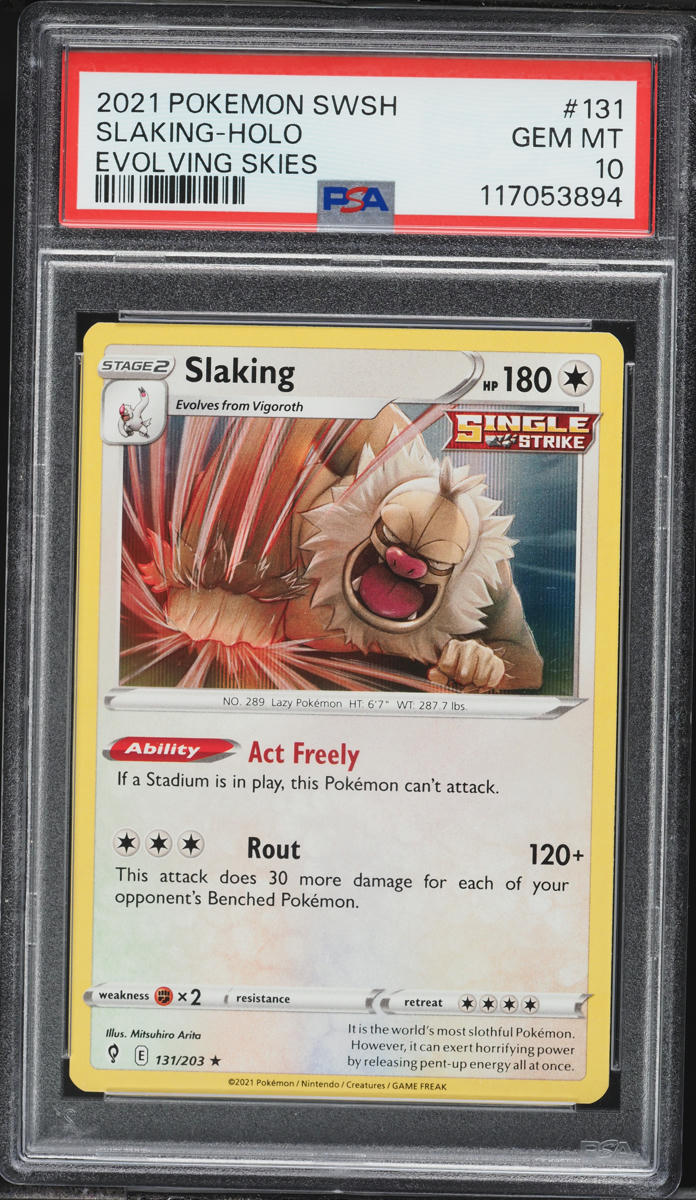 2021 Pokemon Sword & Shield Evolving Skies Holo Slaking #131 PSA 10 GEM  MINT on Fanatics Collect