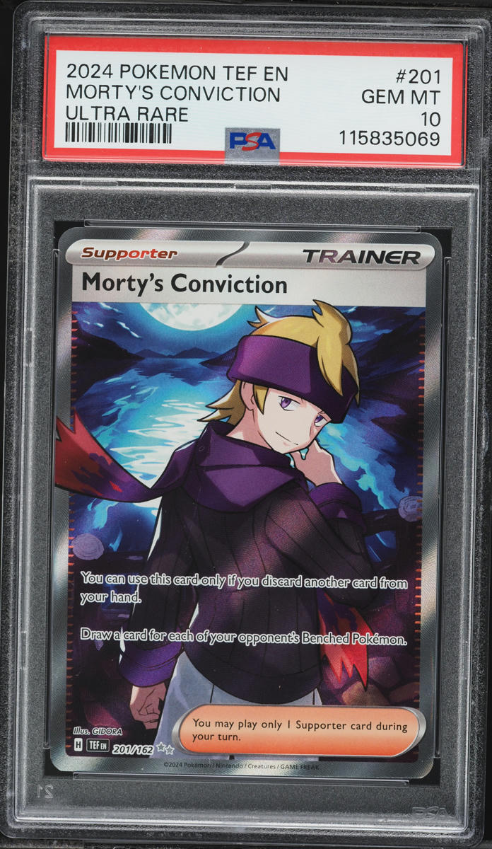 2024 Pokemon Scarlet & Violet Temporal Forces Full Art Morty's Conviction #201 PSA 10 GEM MINT