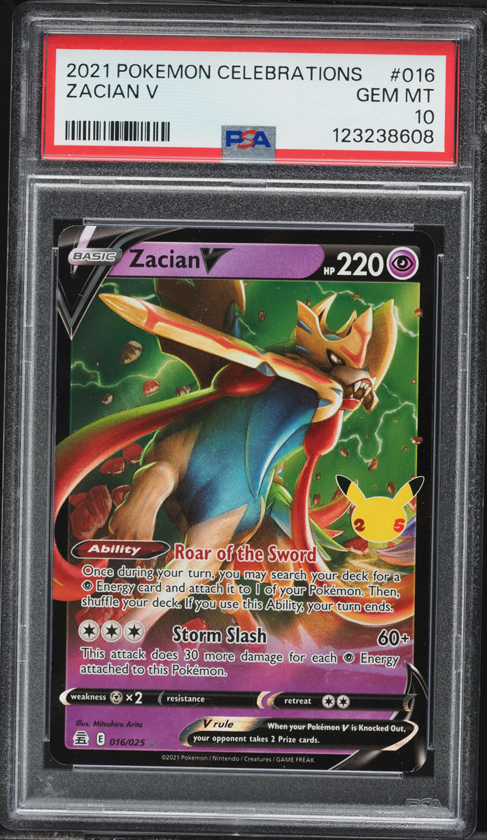 2021 Pokemon Sword & Shield Celebrations Full Art Zacian V #16 PSA