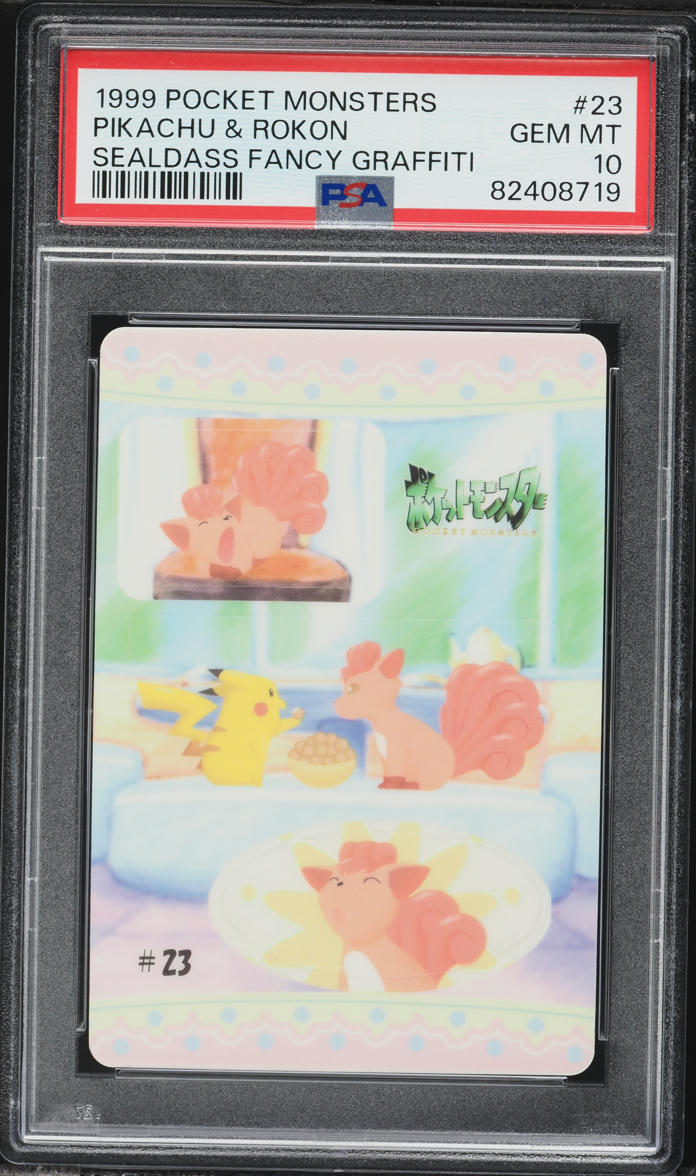 1999 Pokemon Japanese Pocket Monsters Sealdass Fancy Graffiti Pikachu & Rokon #23 PSA 10 GEM